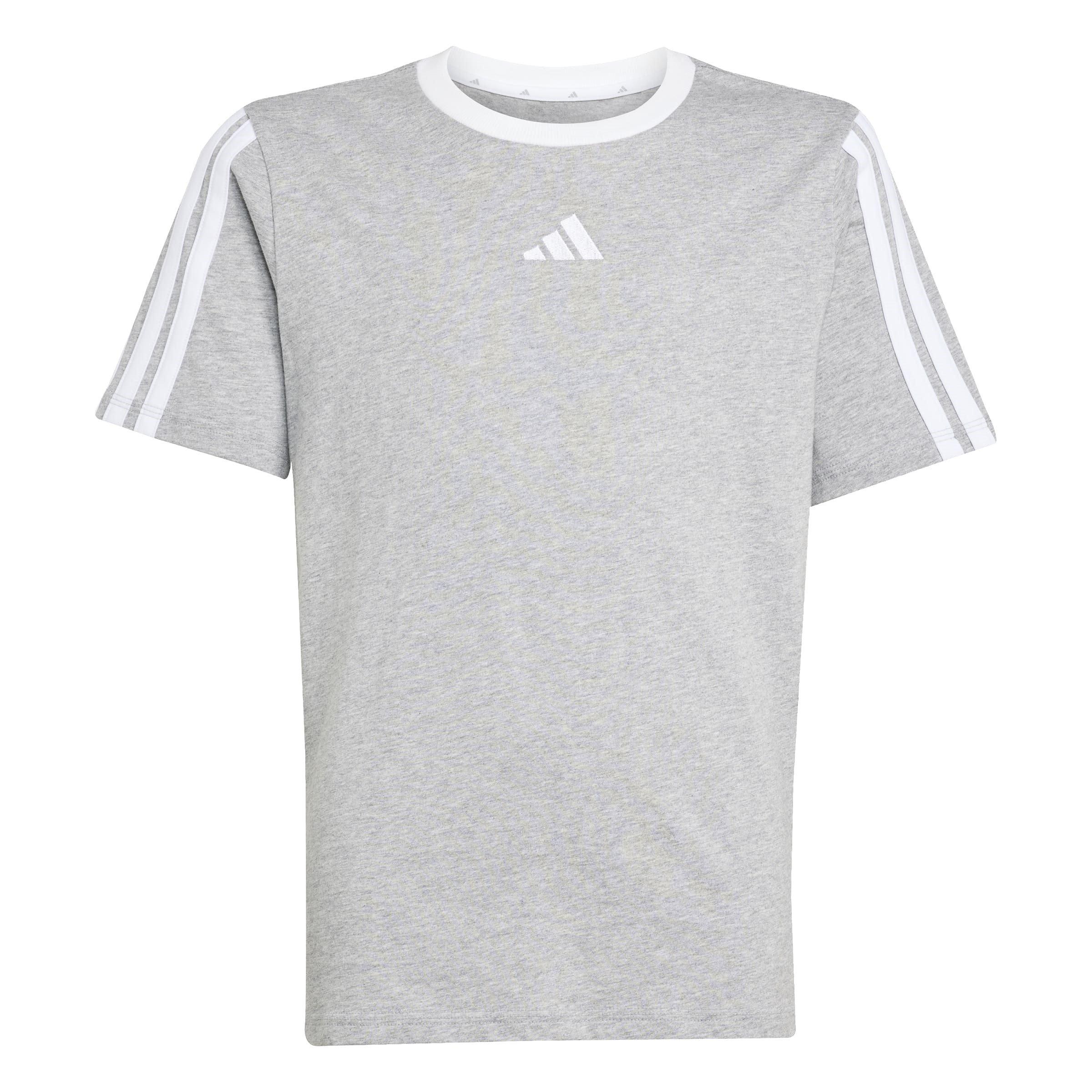 Grey/White - adidas - Essentials 3 Stripe T-Shirt Junior Girls - 1