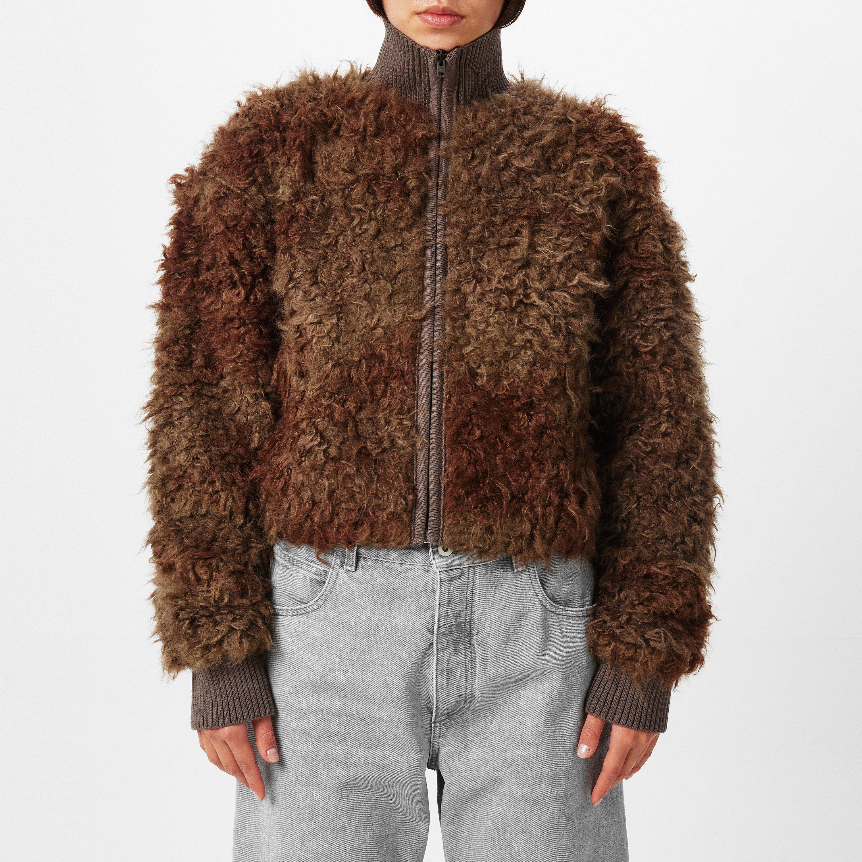 Mud Brown - Acne Studios - Women's Faux Freya Zip Front Teddy Coat - 1