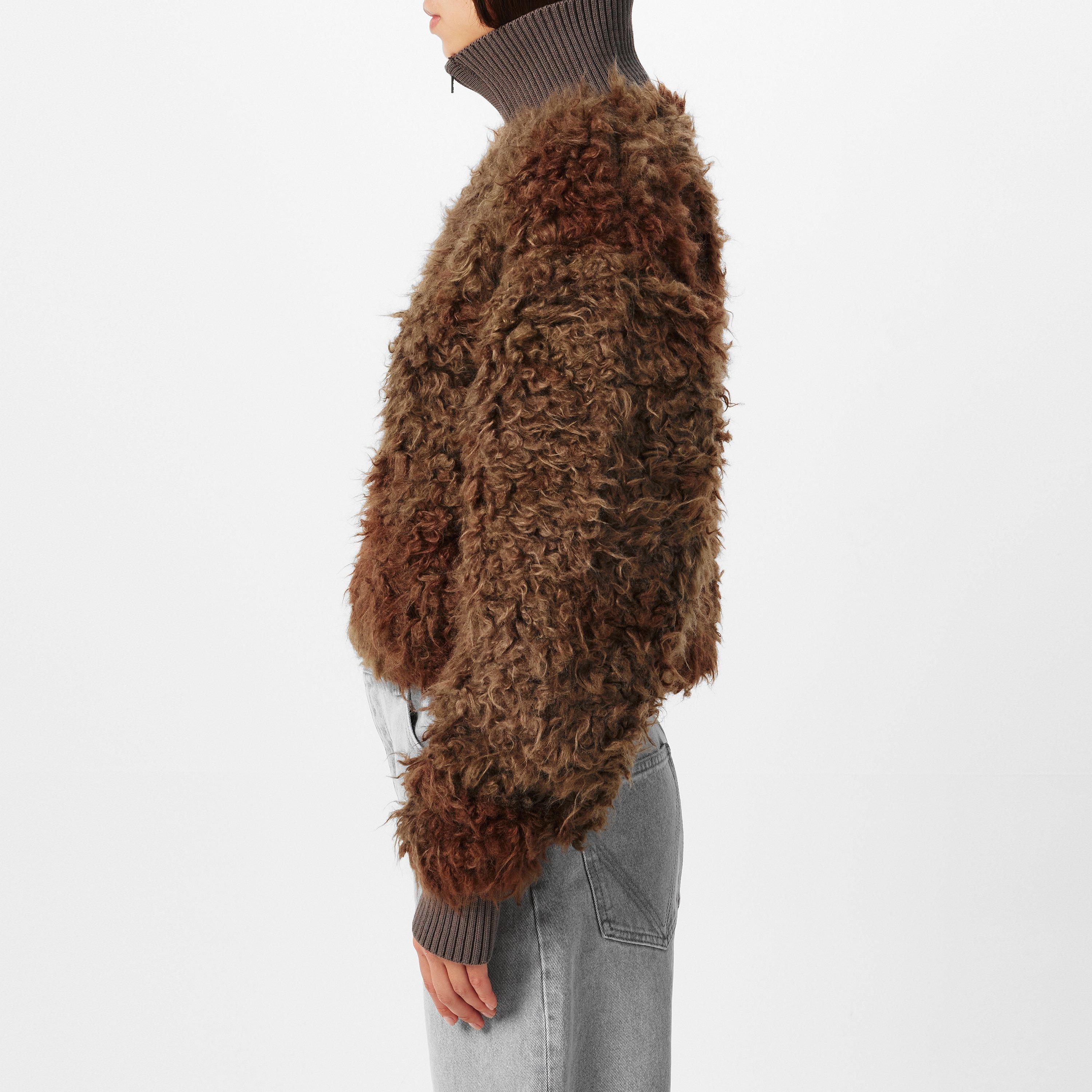 Mud Brown - Acne Studios - Women's Faux Freya Zip Front Teddy Coat - 2