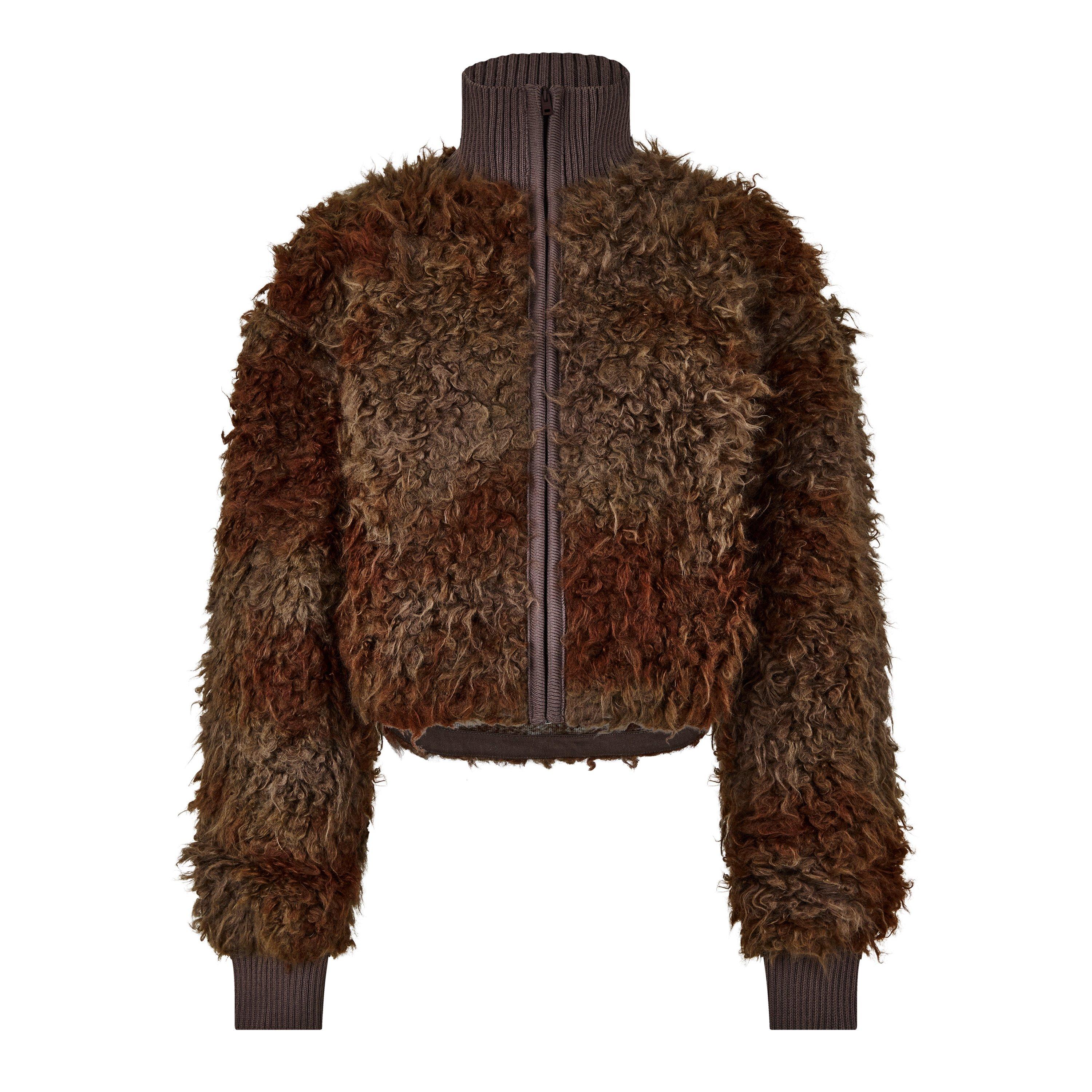 Mud Brown - Acne Studios - Women's Faux Freya Zip Front Teddy Coat - 5