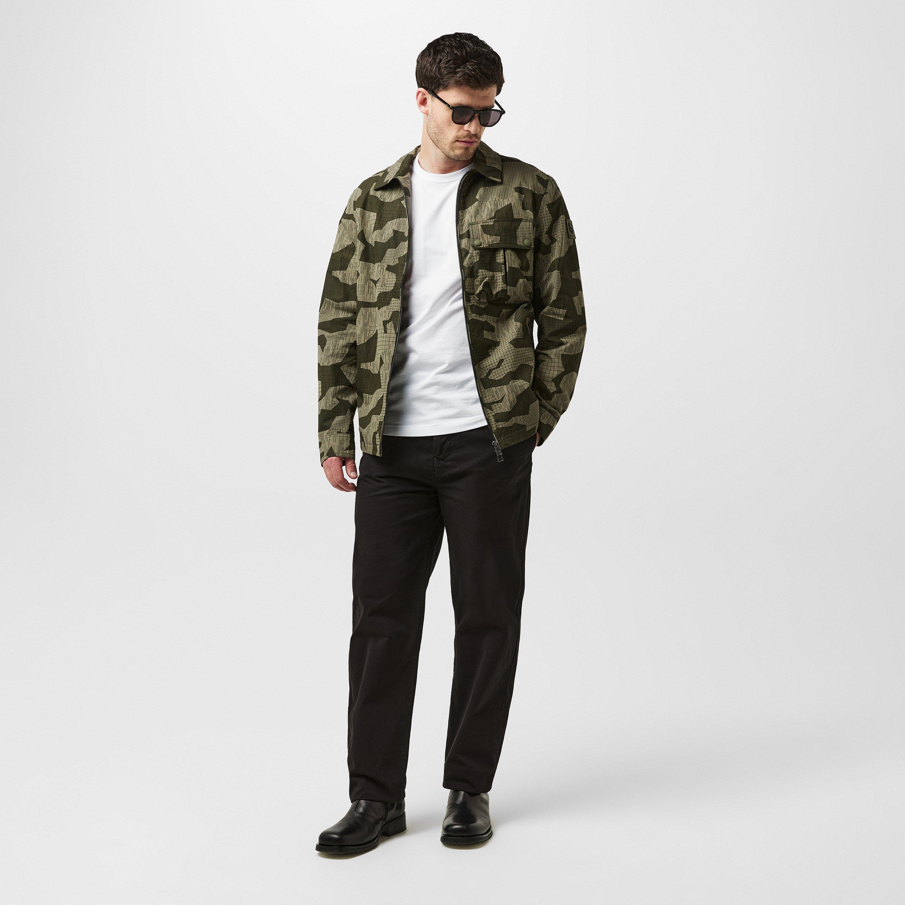Surplus Green - Belstaff - Men's Drome Cotton Camo Print Long Sleeve Full Zip Overshirt - 6