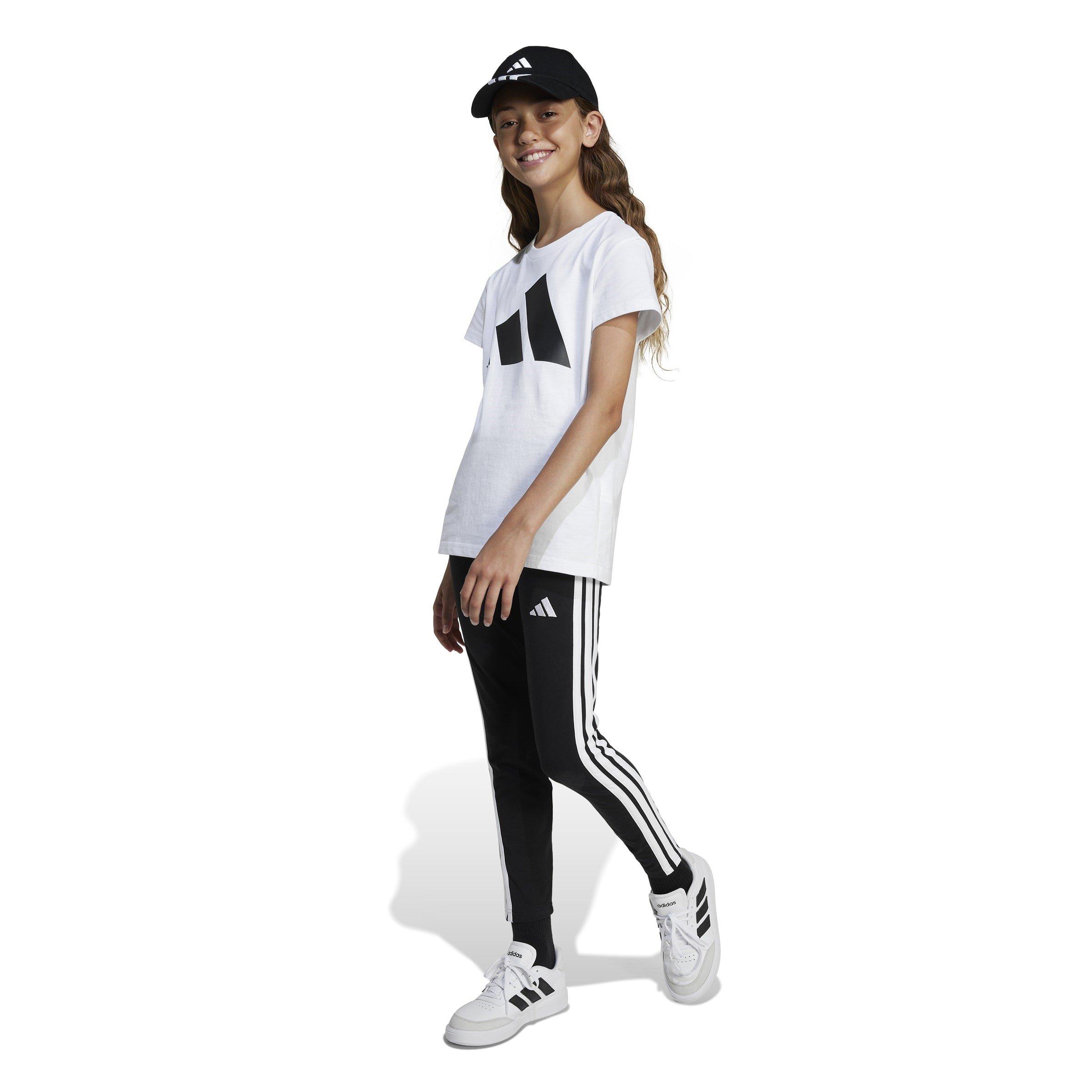 Wht/Blk BOS - adidas - Girls Essentials Linear T-Shirt - 4