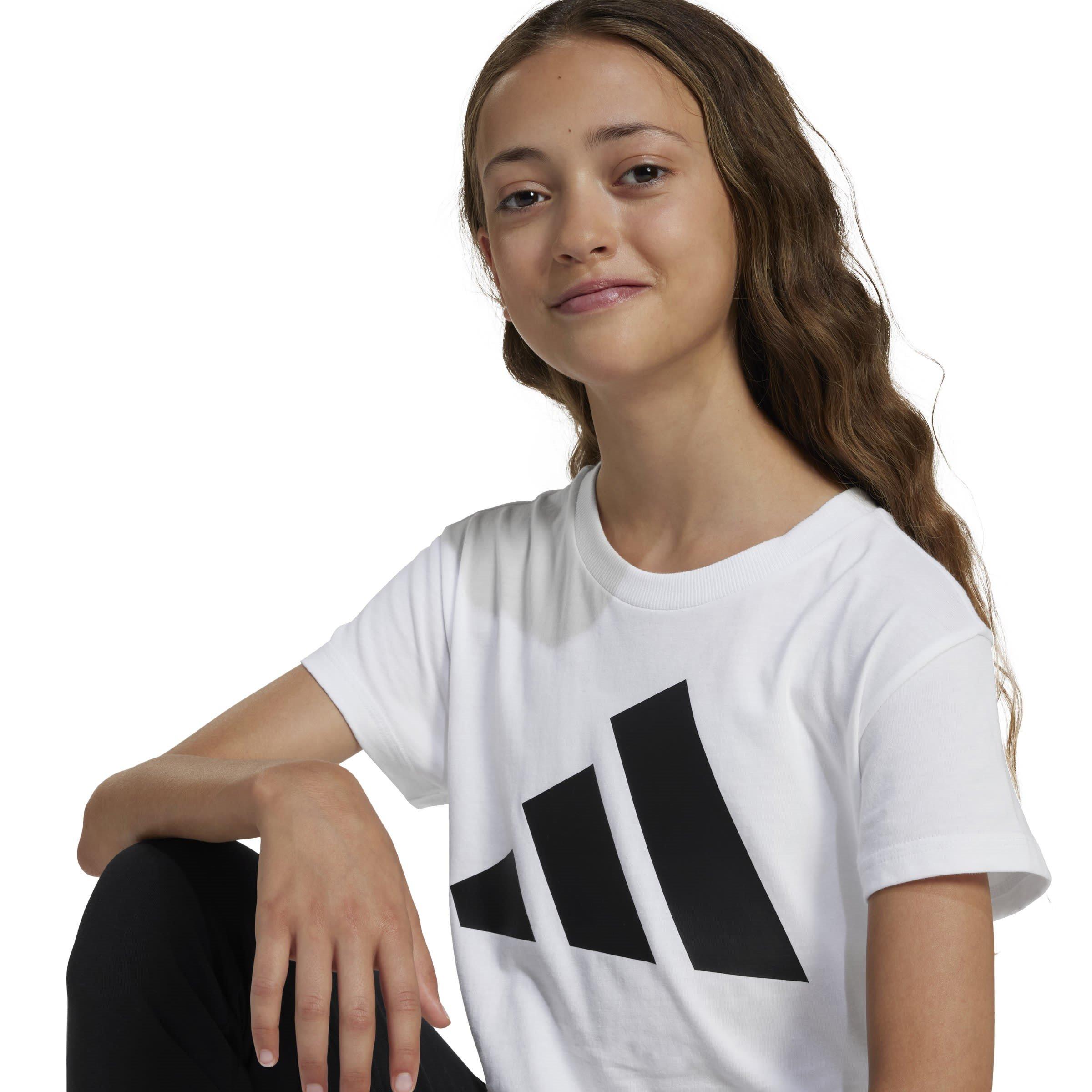 Wht/Blk BOS - adidas - Girls Essentials Linear T-Shirt - 5