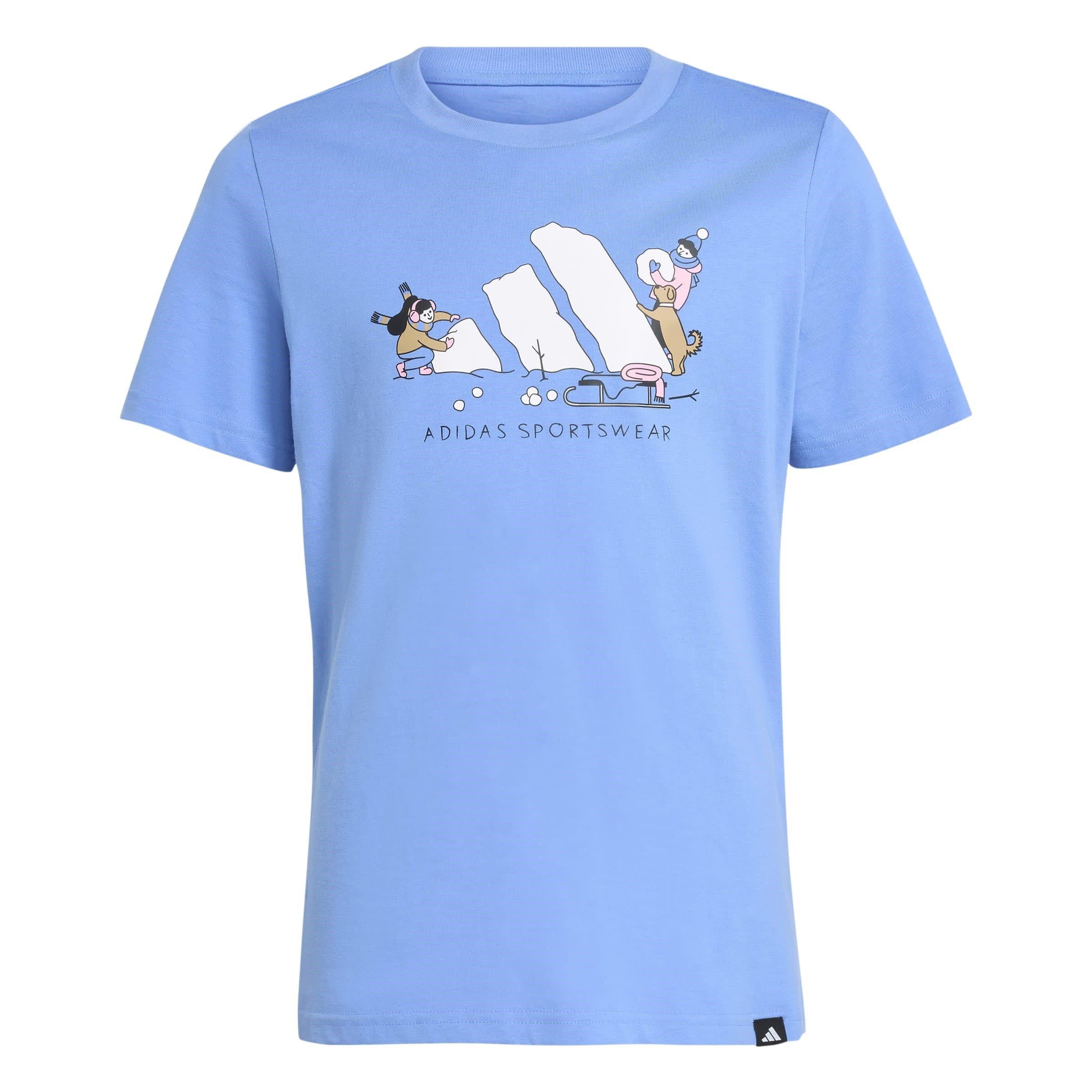 Adidas Girls Essentials Linear T-Shirt - Blue - 9-10 Years