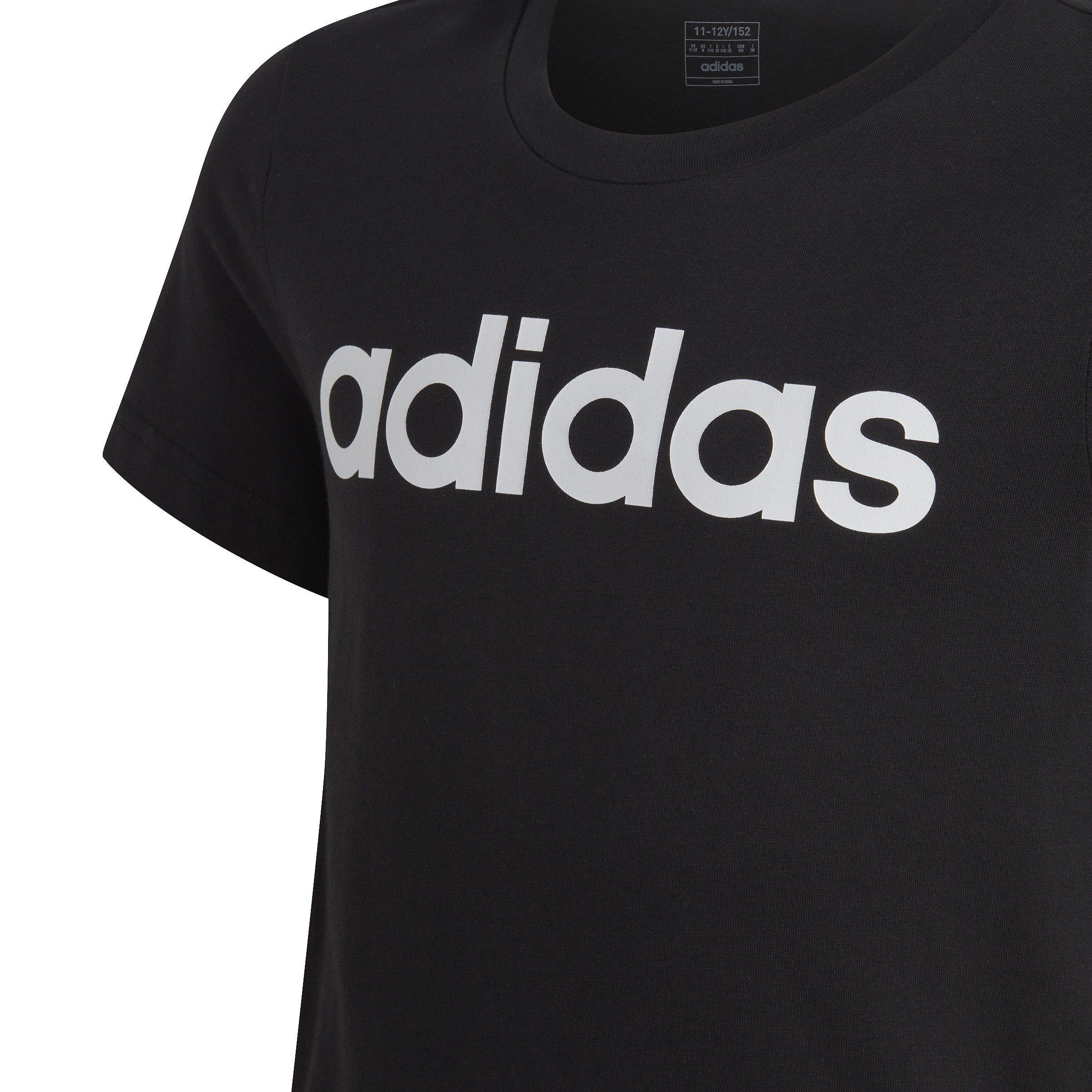 Zwart/Wit Lineair - adidas - Girls Essentials Linear T-Shirt - 4