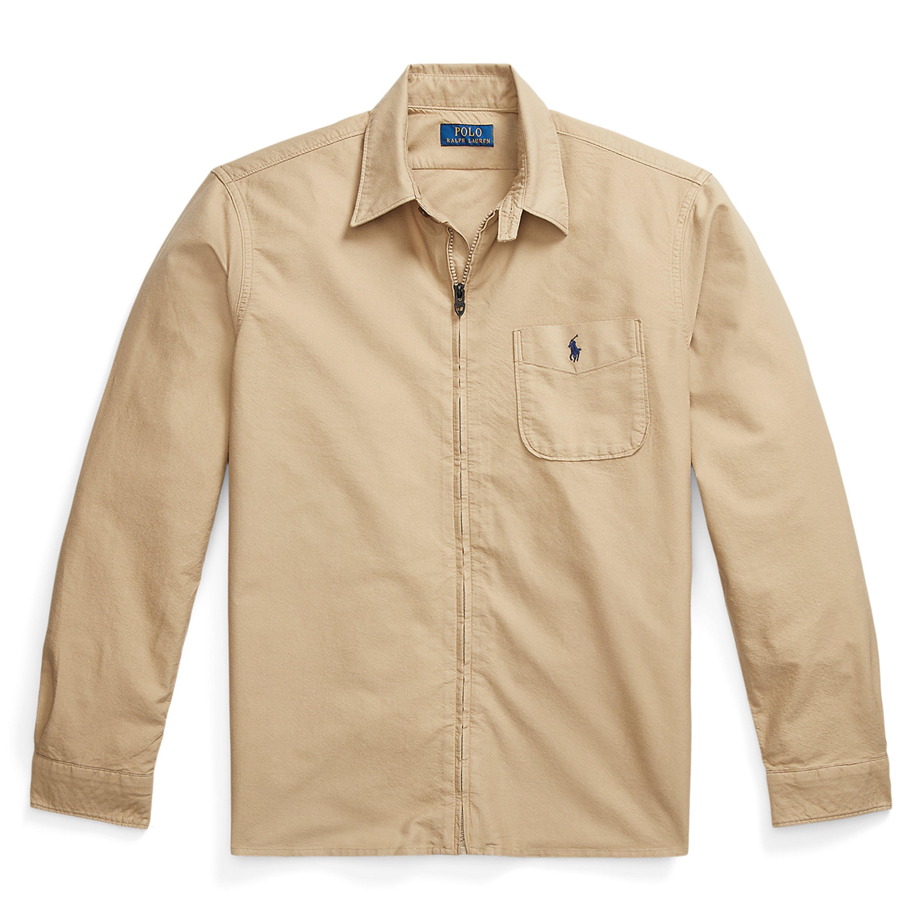 Surrey Tan - Polo Ralph Lauren - Men's Garment Dye Cotton Long Sleeve Full Zip Overshirt - 6