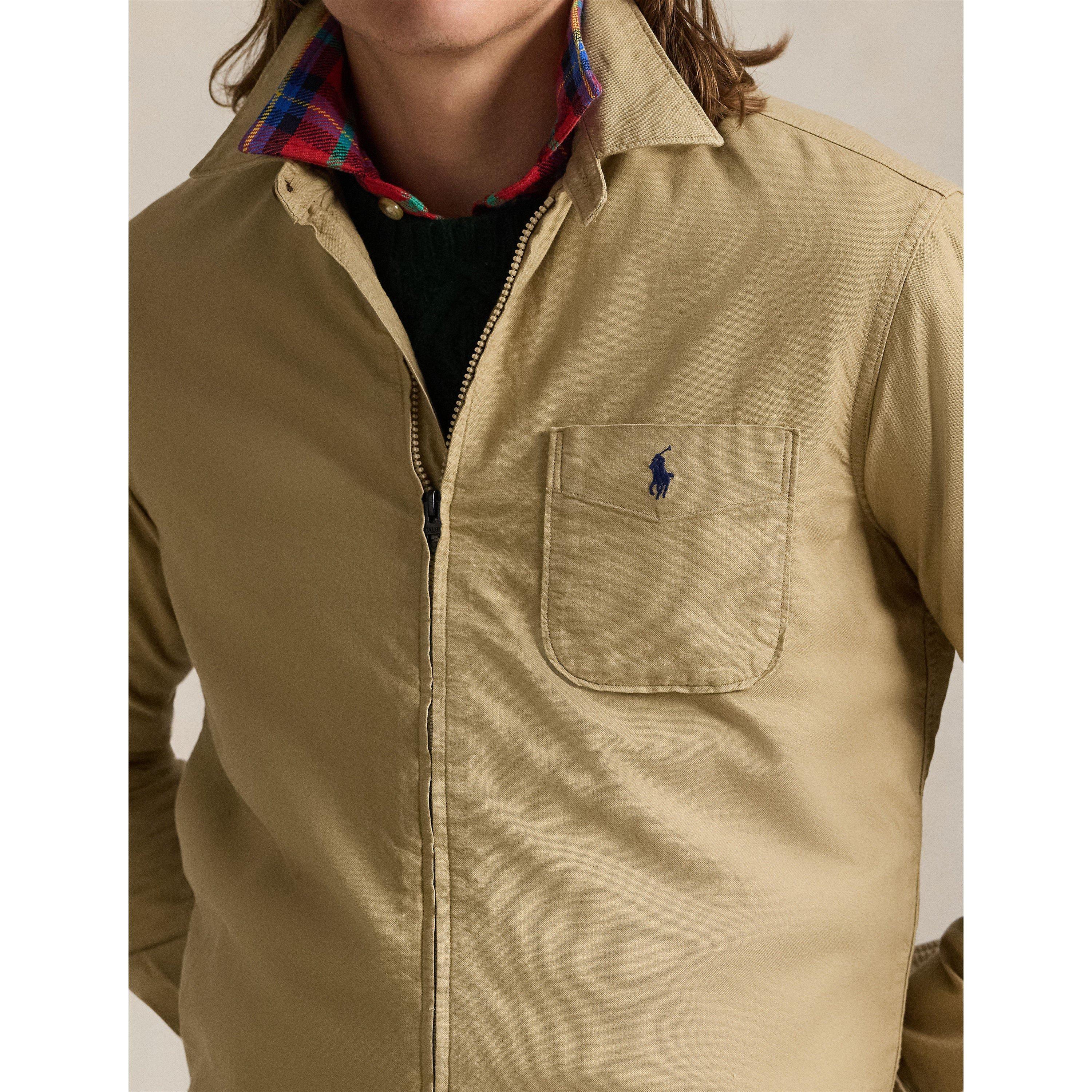 Surrey Tan - Polo Ralph Lauren - Men's Garment Dye Cotton Long Sleeve Full Zip Overshirt - 4
