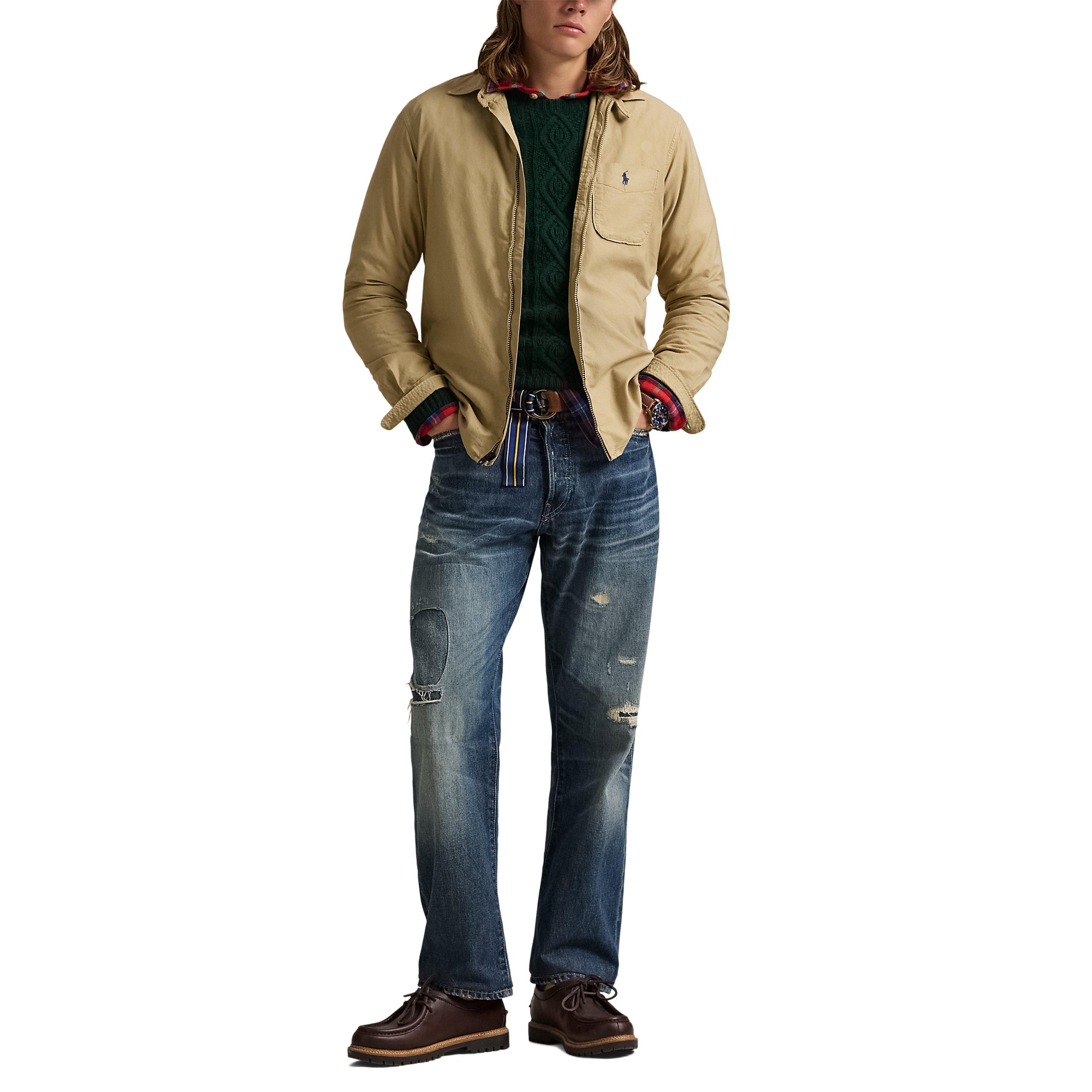 Surrey Tan - Polo Ralph Lauren - Men's Garment Dye Cotton Long Sleeve Full Zip Overshirt - 5