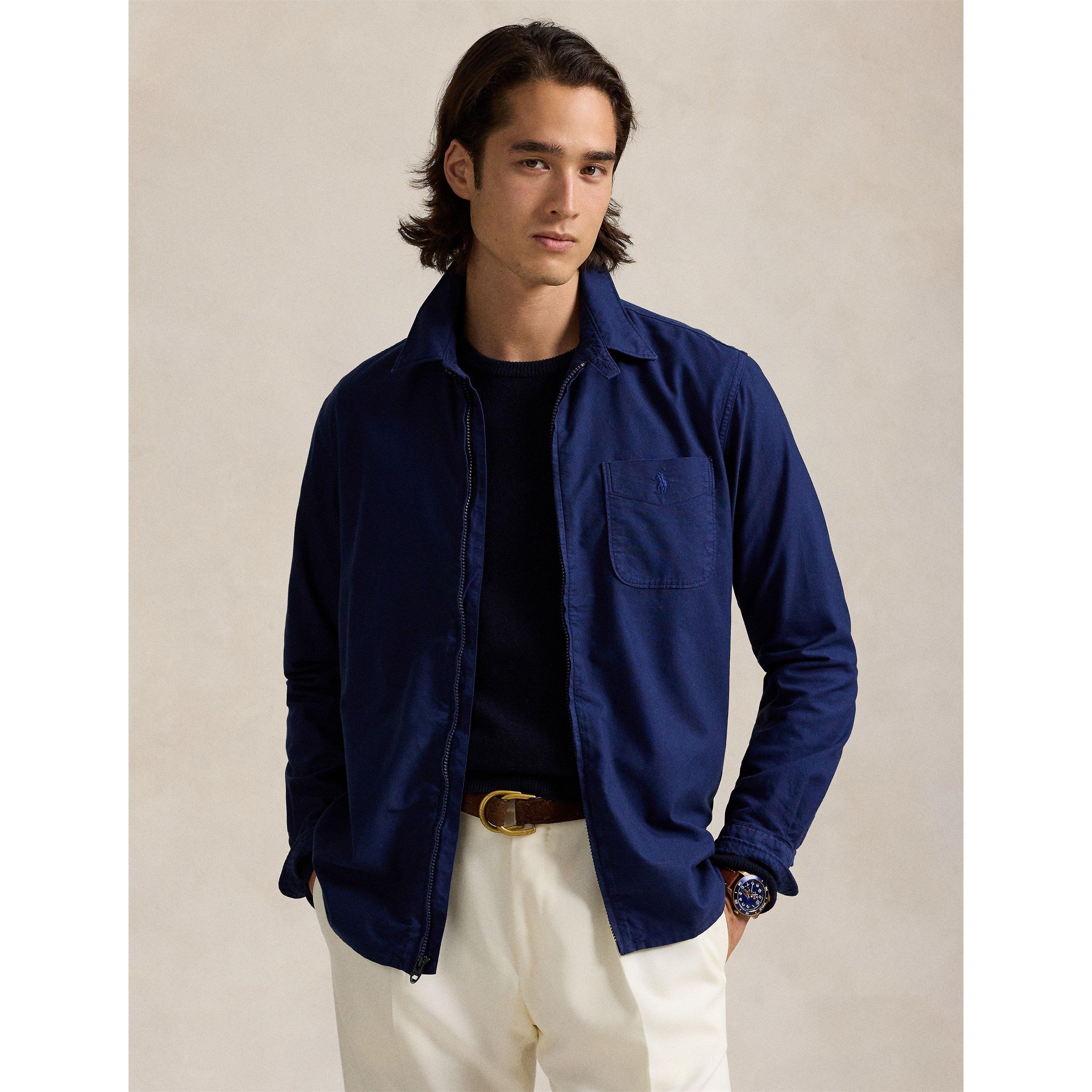 Spring Navy - Polo Ralph Lauren - Men's Garment Dye Cotton Long Sleeve Full Zip Overshirt - 2