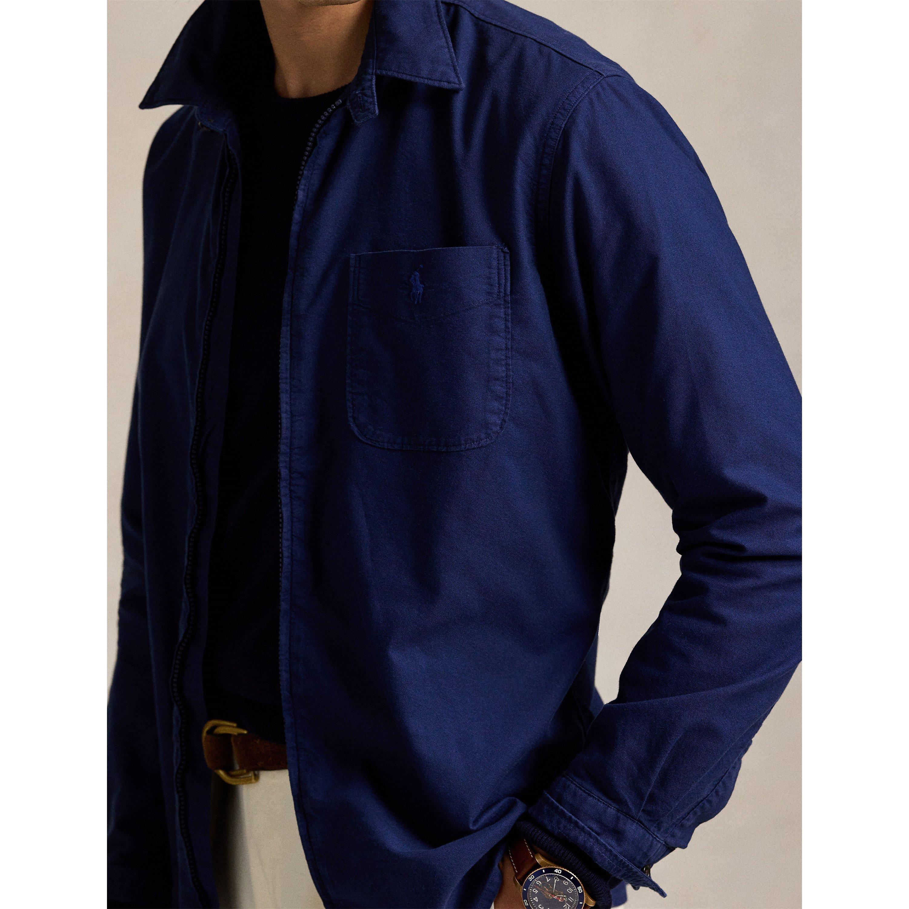 Spring Navy - Polo Ralph Lauren - Men's Garment Dye Cotton Long Sleeve Full Zip Overshirt - 4