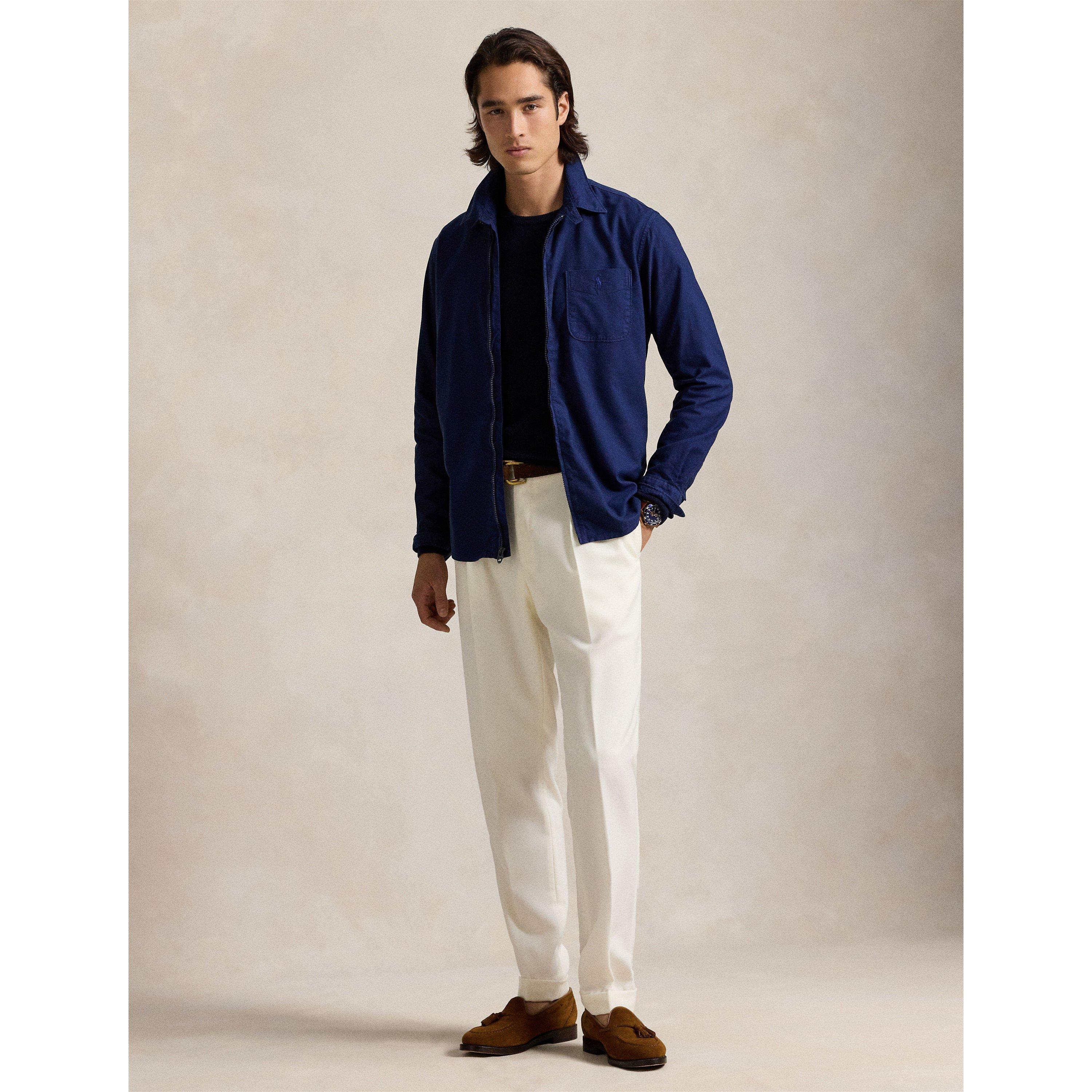 Spring Navy - Polo Ralph Lauren - Men's Garment Dye Cotton Long Sleeve Full Zip Overshirt - 5