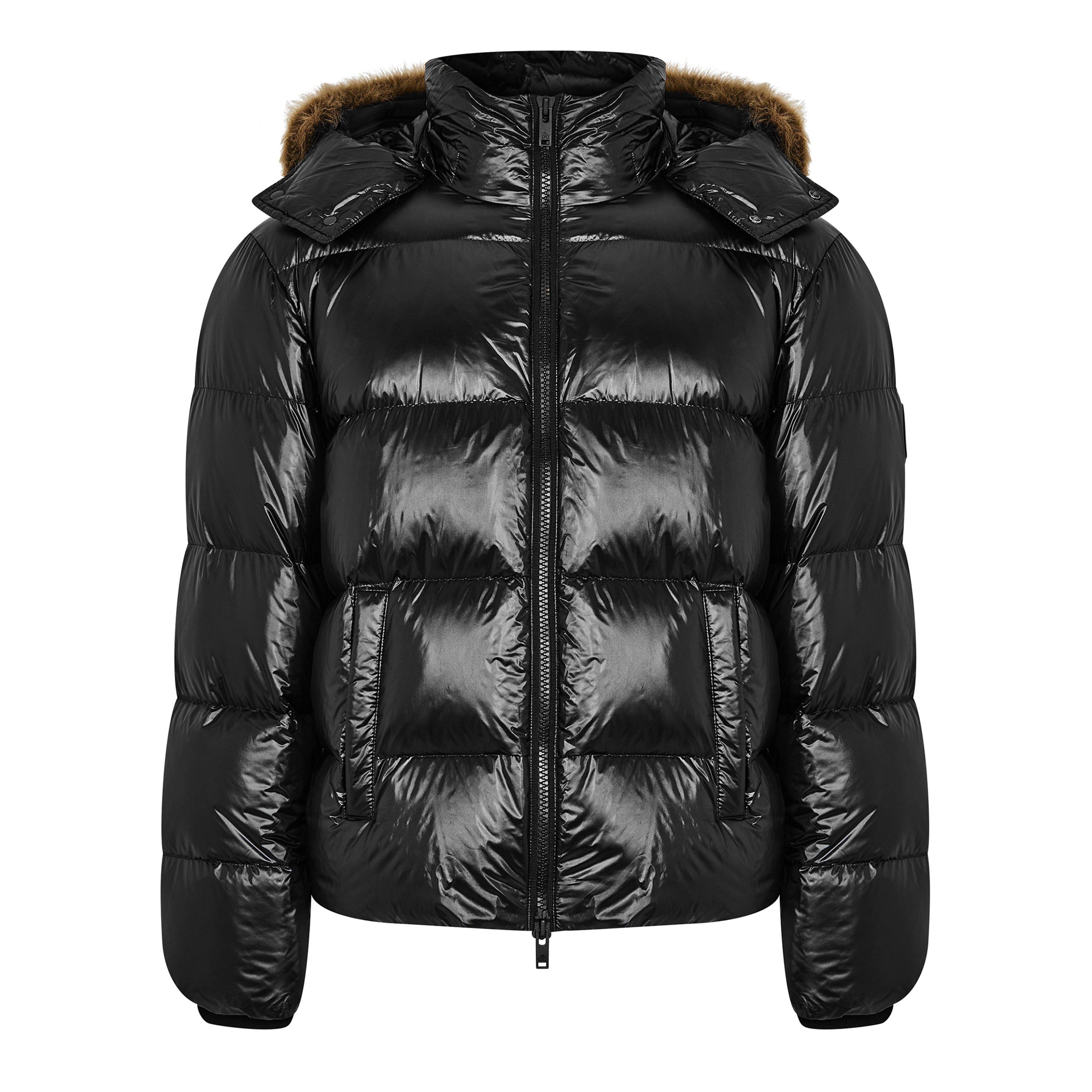 Black - Moose Knuckles - Men's Kings Water Resistant Duck Down Detachable Hood Short Puffer Jacket - 7