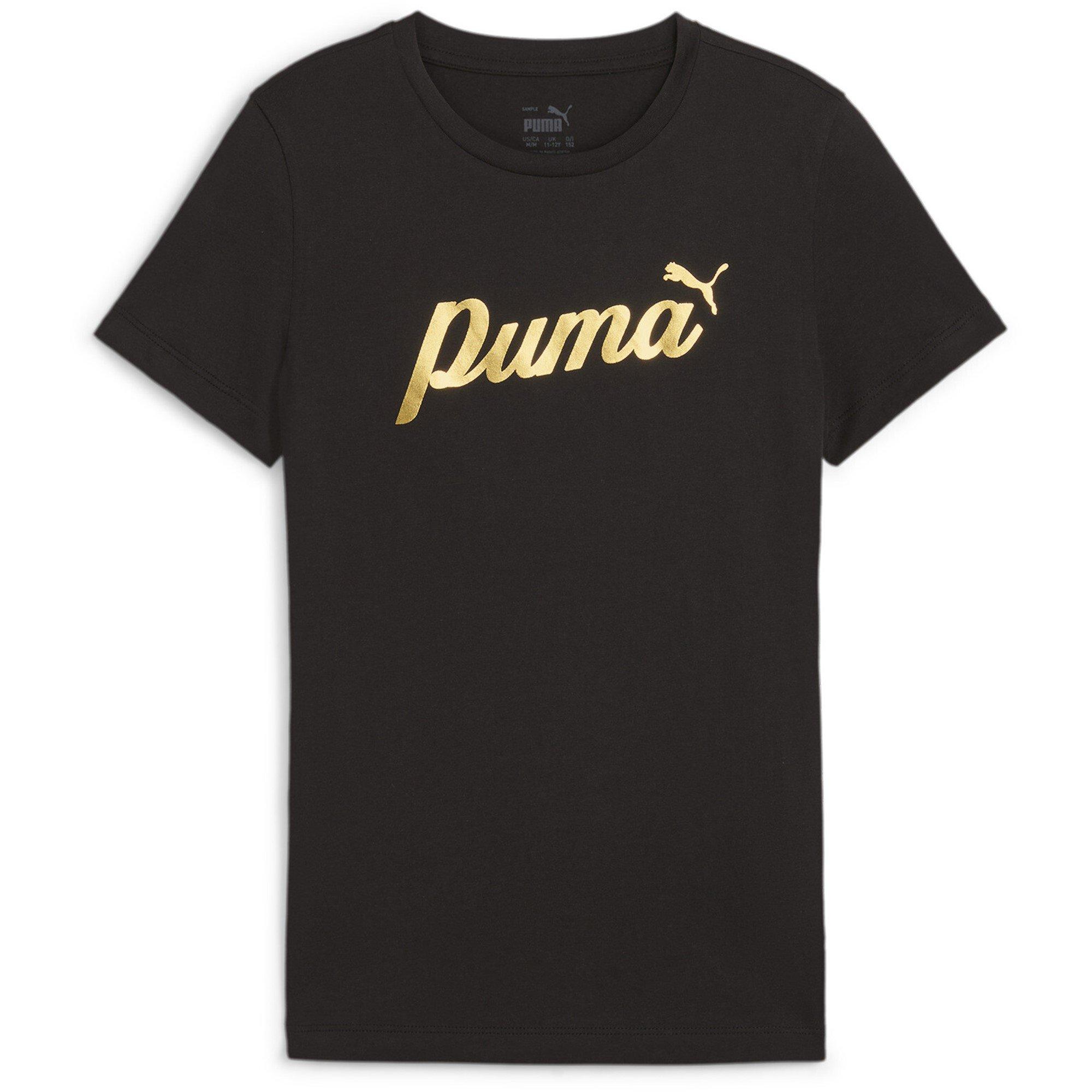 Black-Gold foil - Puma - Script Metallic Print T-Shirt Juniors - 1
