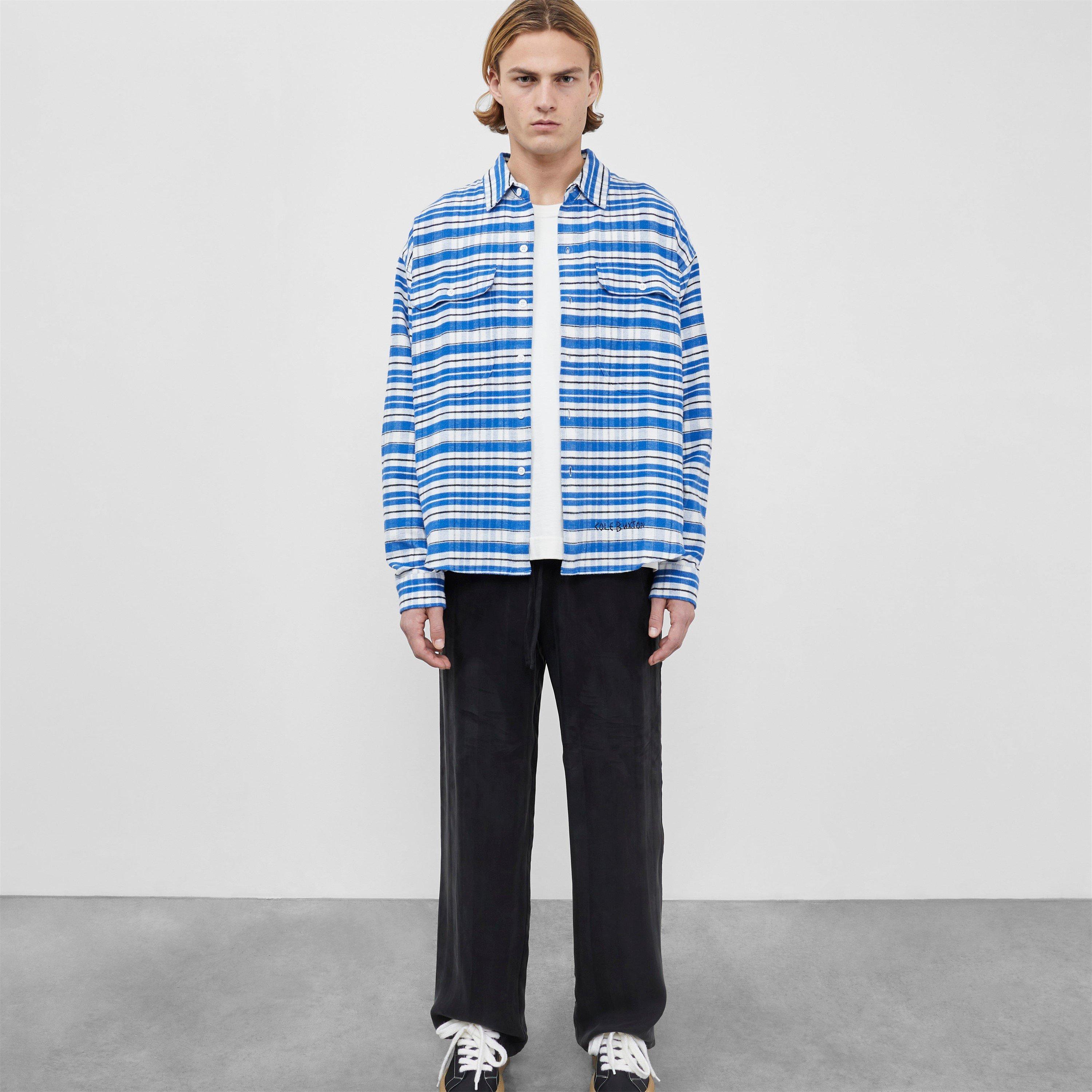 Blu/Blk/White - Cole Buxton - Embroidered Flannel Shirt - 2