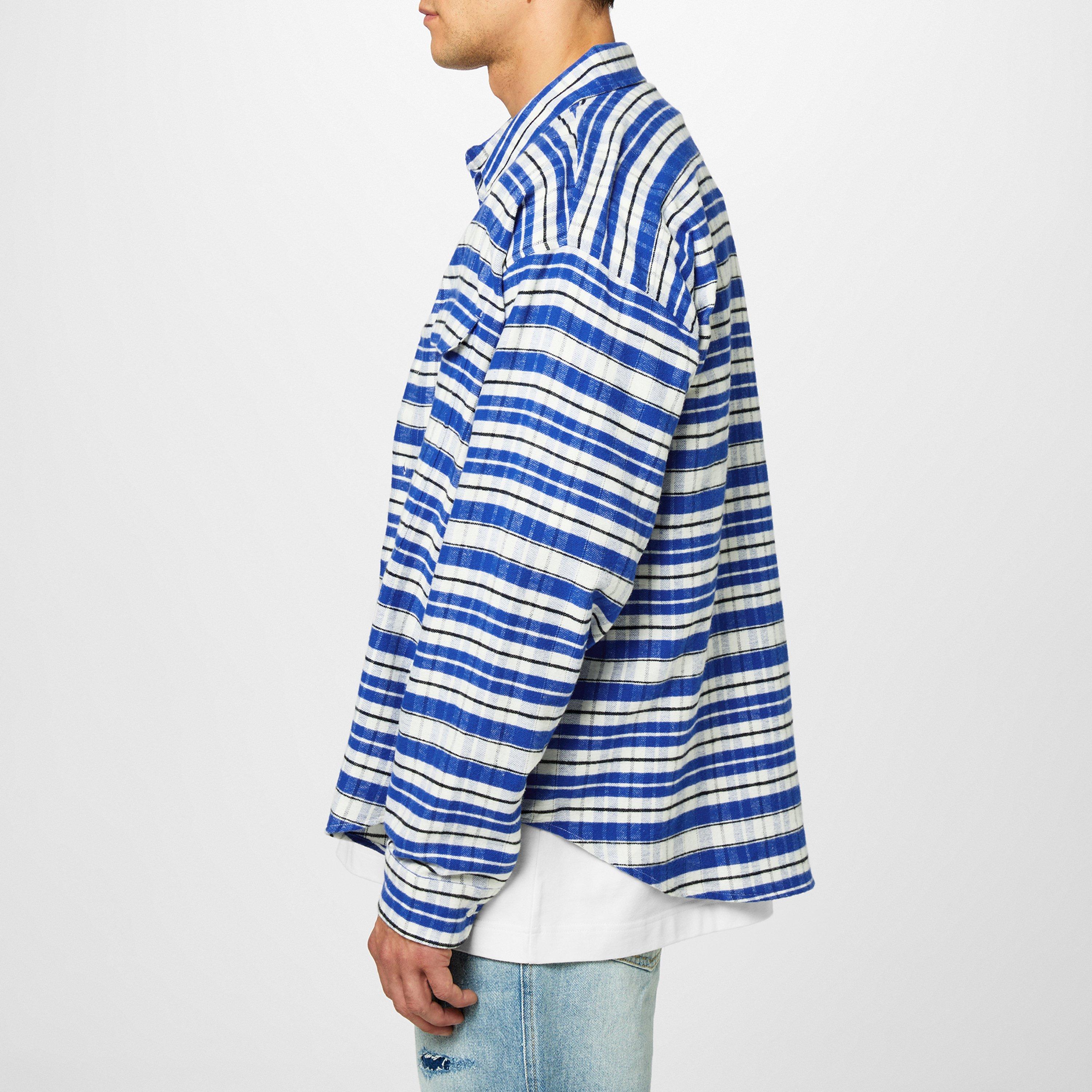 Blue/Blk/White - Cole Buxton - Embroidered Flannel Shirt - 2