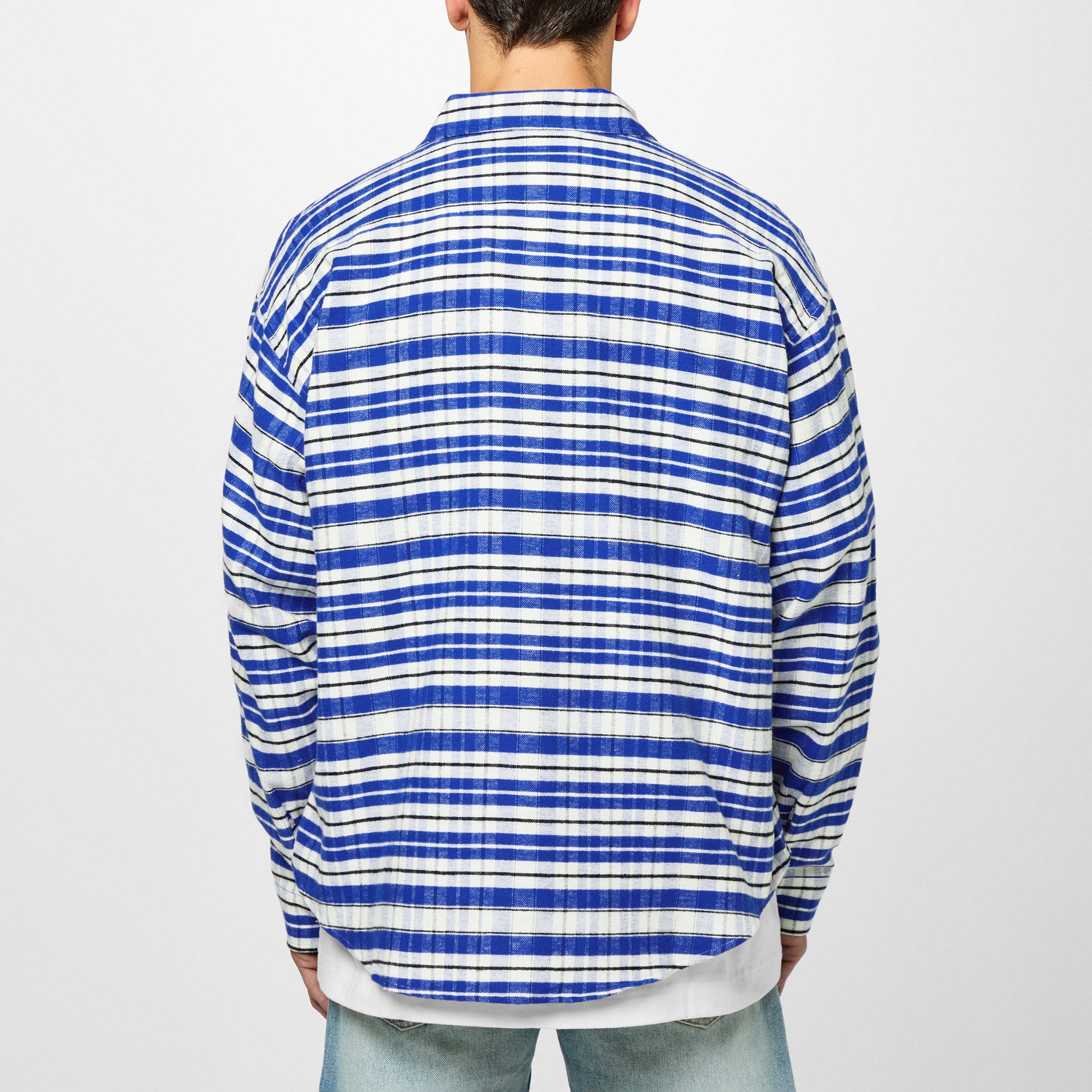 Blue/Blk/White - Cole Buxton - Embroidered Flannel Shirt - 3