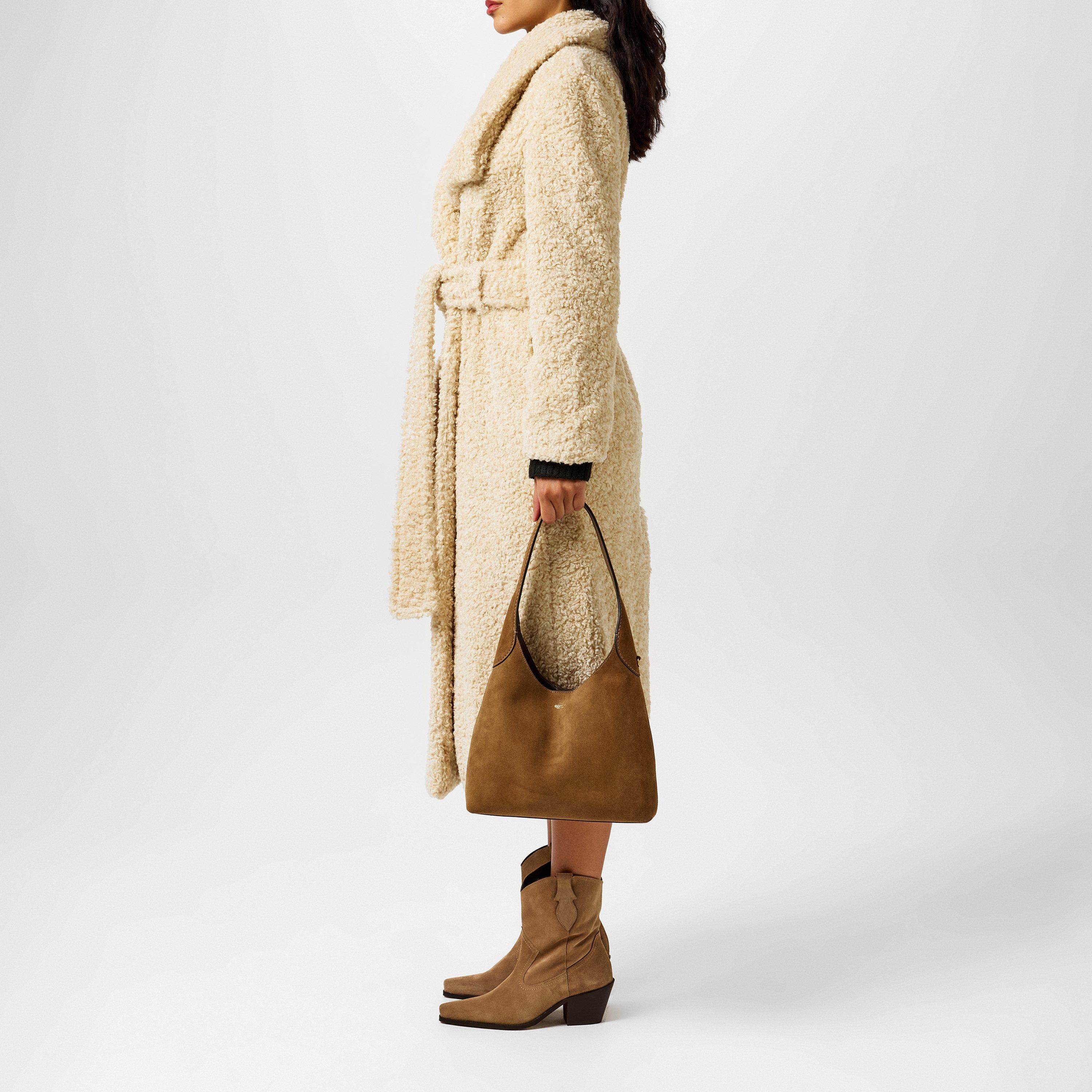 Neutral - Pretty Lavish - Women's Mahli Mid-Length Long Sleeve Lapel Teddy Coat - 2