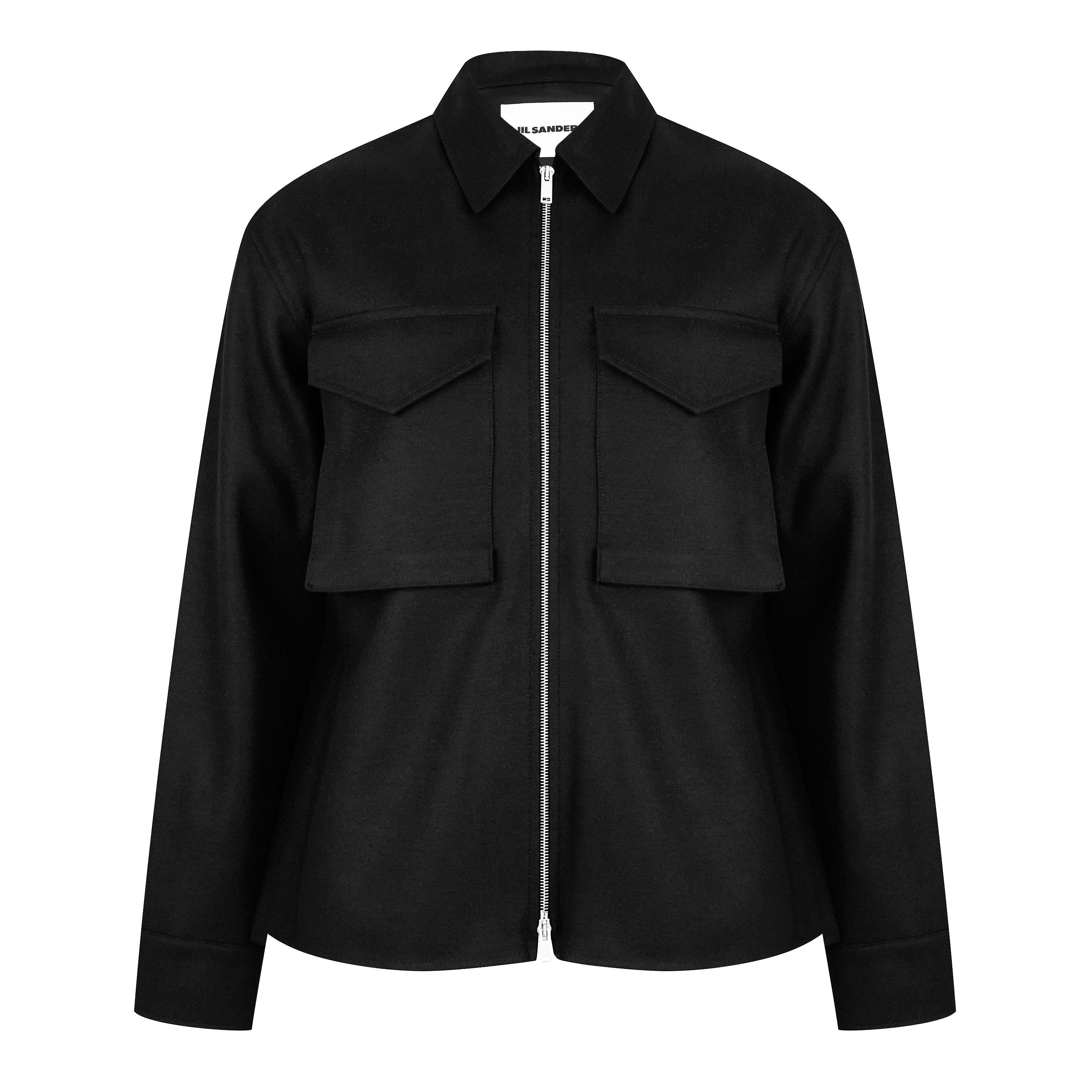 Jil Sander Men's Pocket Zip Wool Long Sleeve Overshirt | Flannels