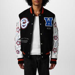 Off White Wizard Leather Varsity Jacket