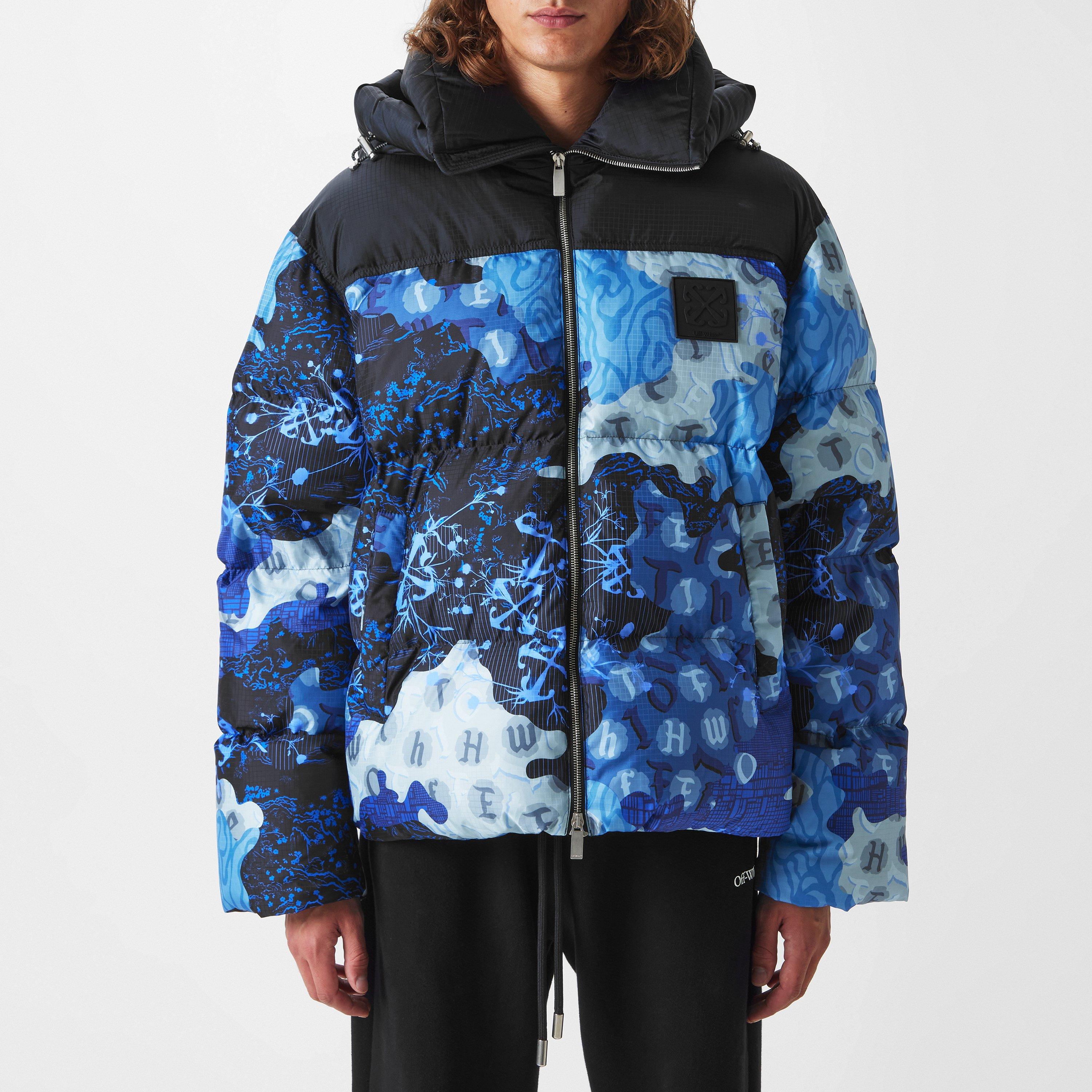 Multicolor - Off White - Men's Camo Duck Down Wind Resistant Short Puffer Jacket - 3