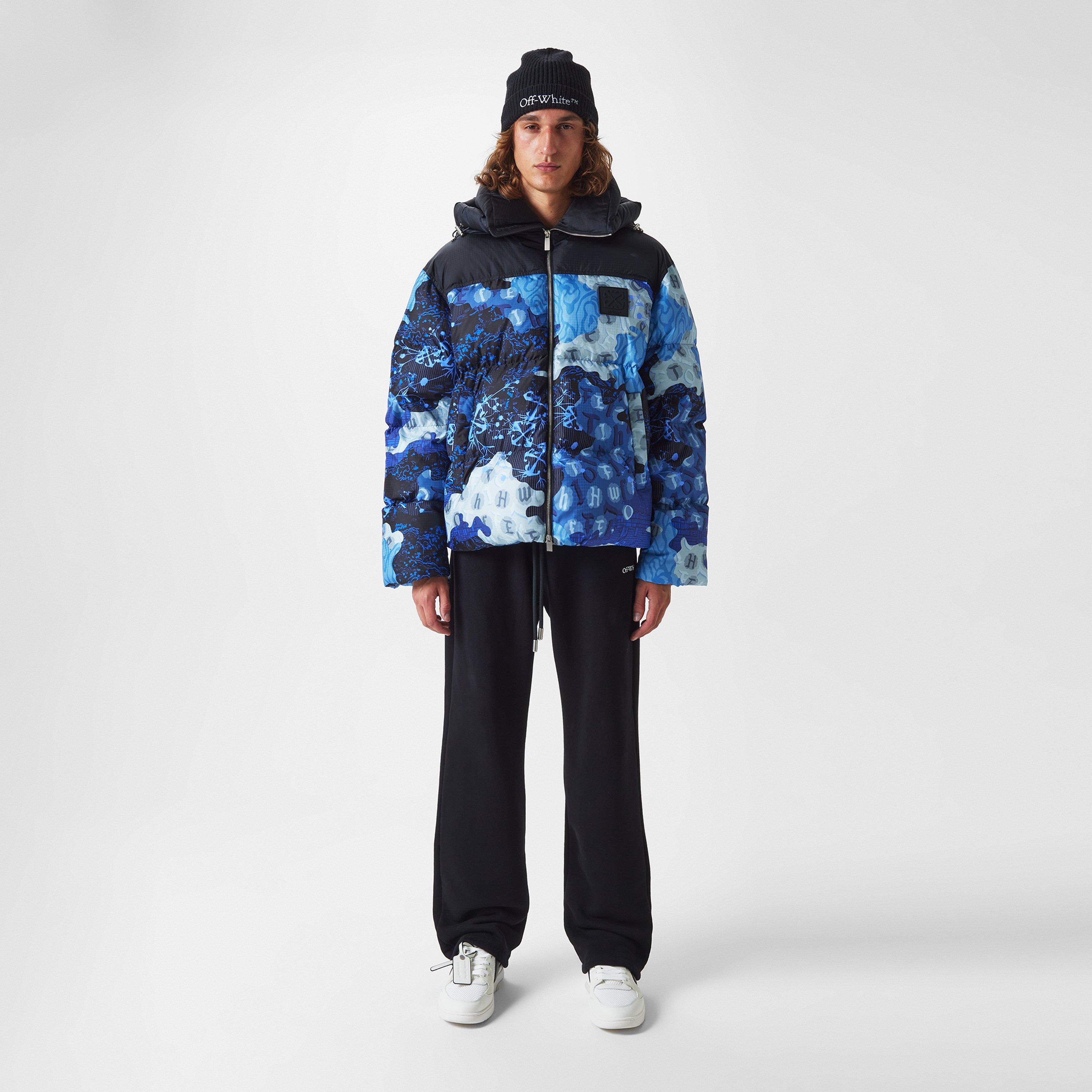 Multicolor - Off White - Men's Camo Duck Down Wind Resistant Short Puffer Jacket - 5