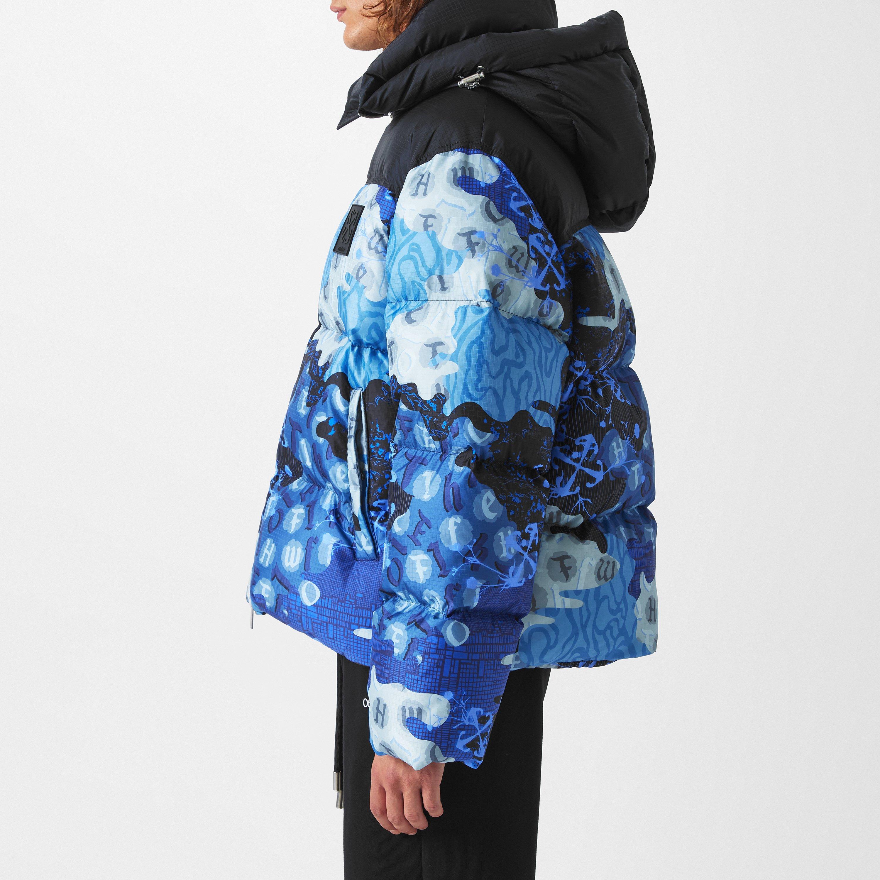 Multicolor - Off White - Men's Camo Duck Down Wind Resistant Short Puffer Jacket - 6