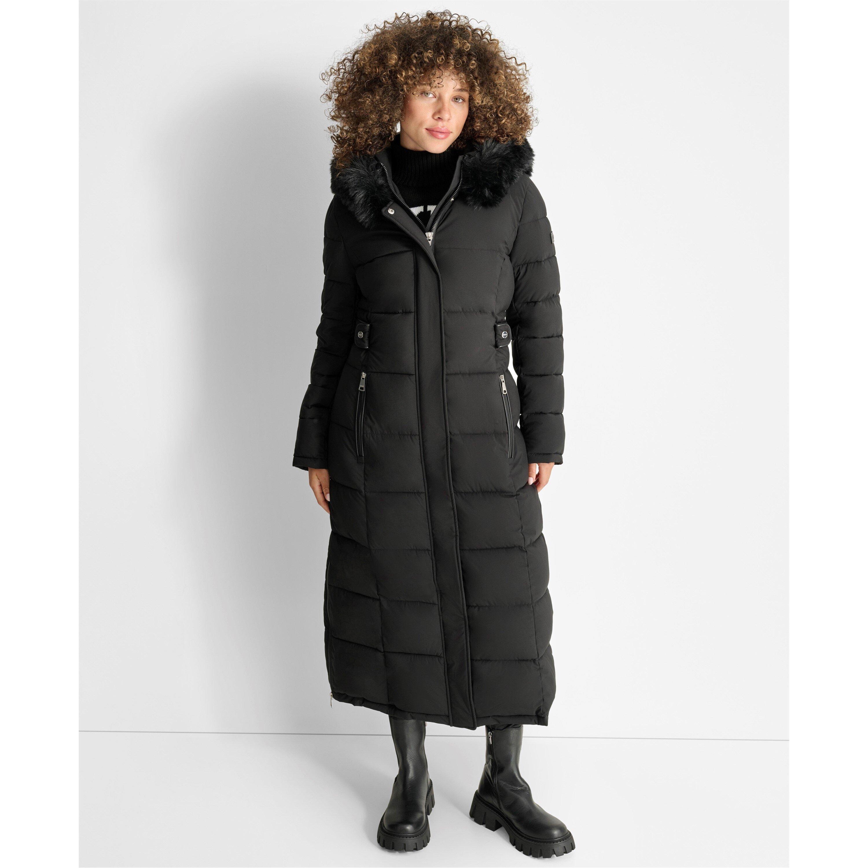 DKNY Long Fur Hood Jacket Long Puffer Jackets Cruise Fashion