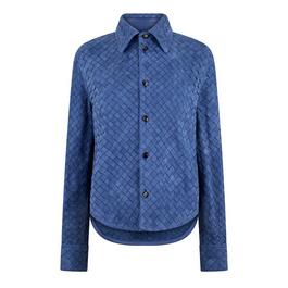 Bottega Veneta Suede Intrecciato Leather Shirt