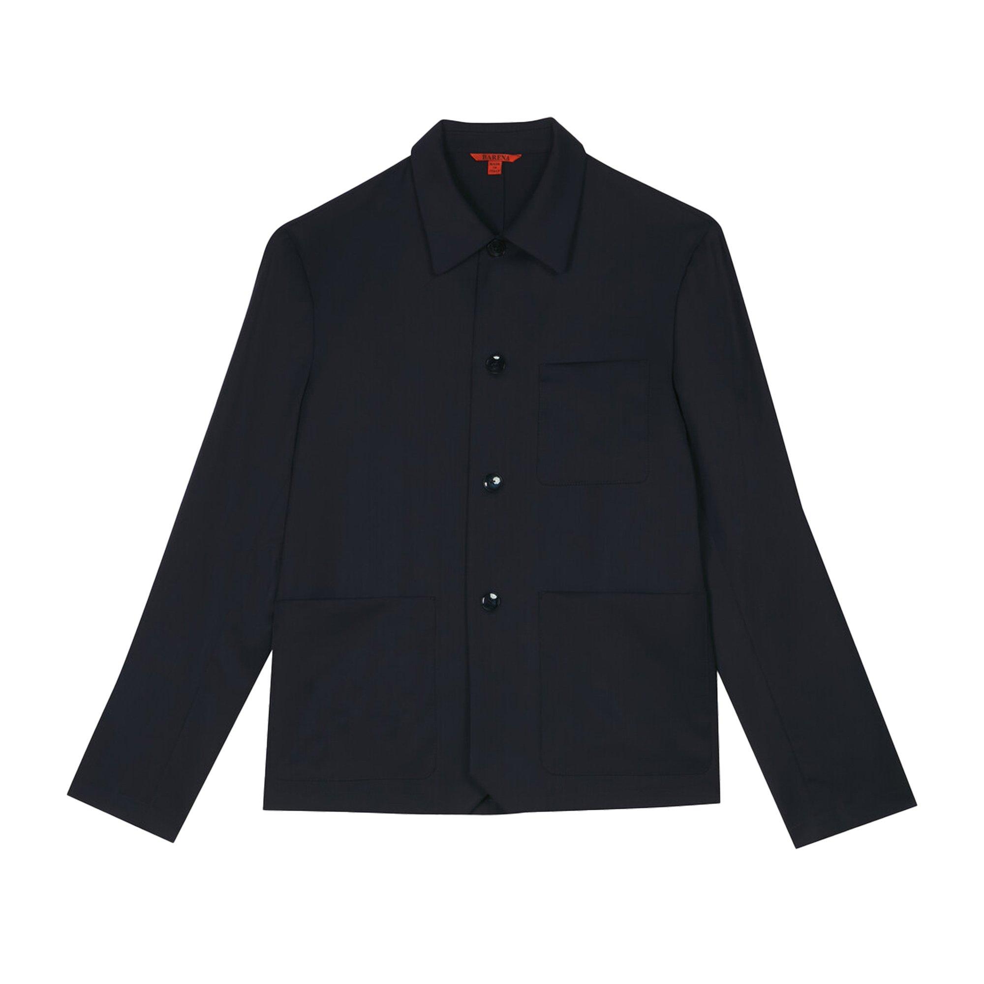 Navy 170 - Barena - Men's Visal Wool Long Sleeve Overshirt - 1