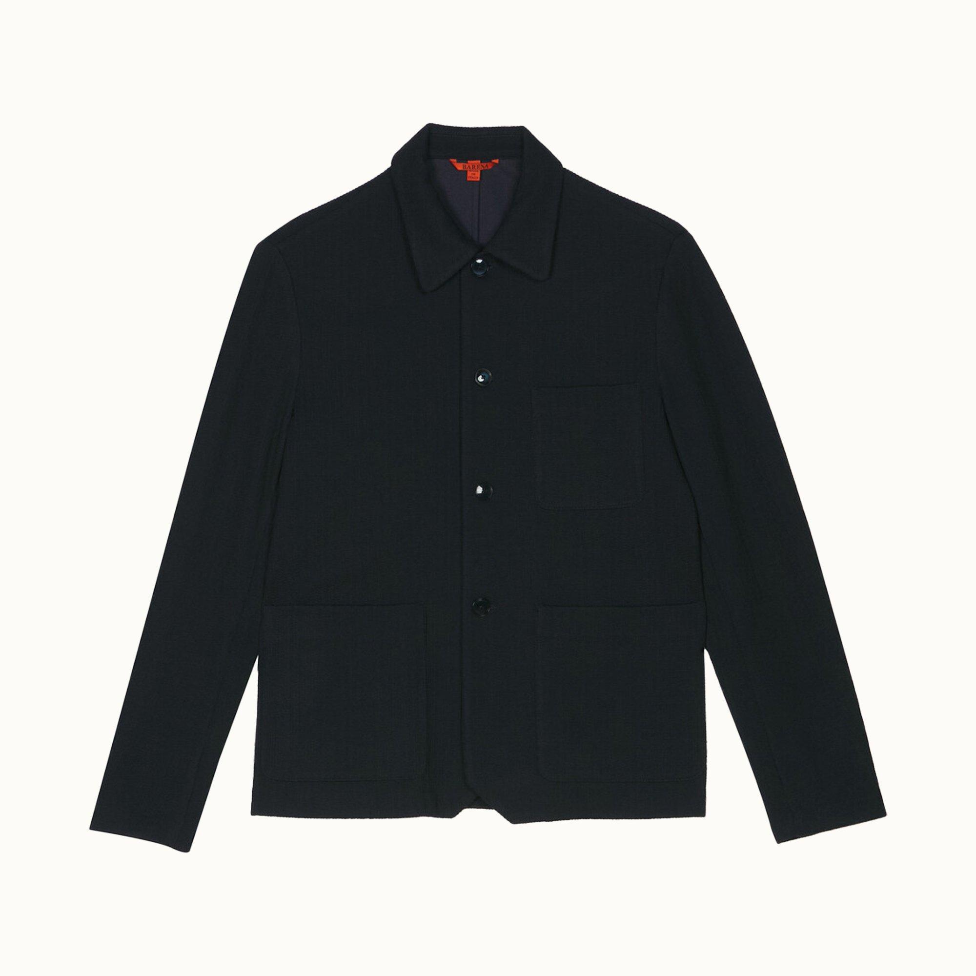 Barena Men's Visal Wool Long Sleeve Overshirt - Navy 170 - XXXL (56)
