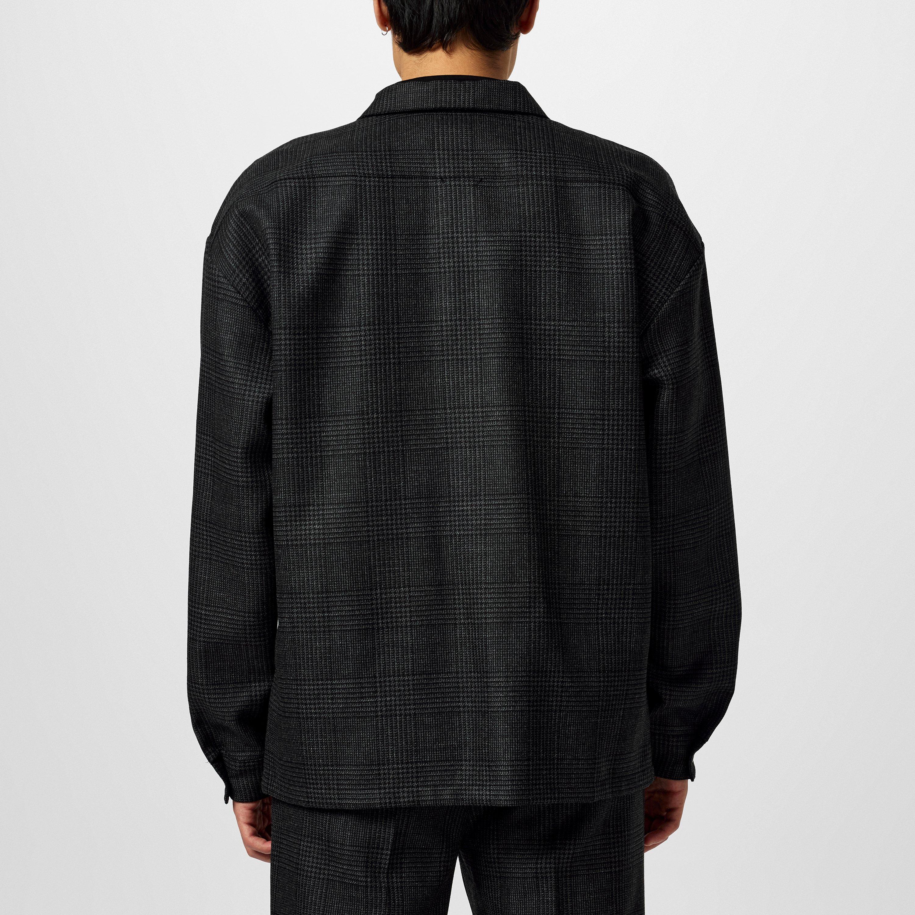 Antracite - Prada - Men's Check Wool Long Sleeve Overshirt - 4