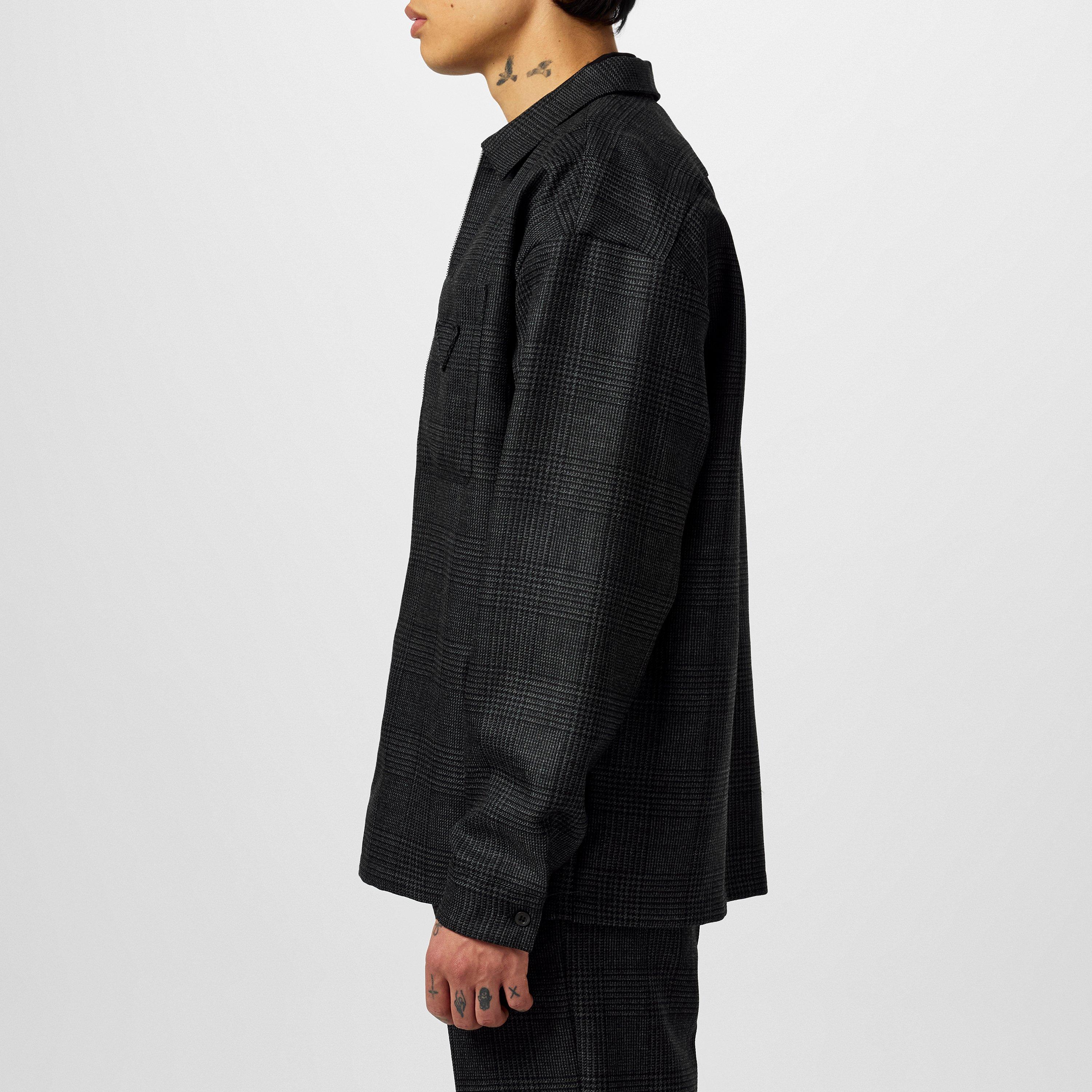 Antracite - Prada - Men's Check Wool Long Sleeve Overshirt - 5