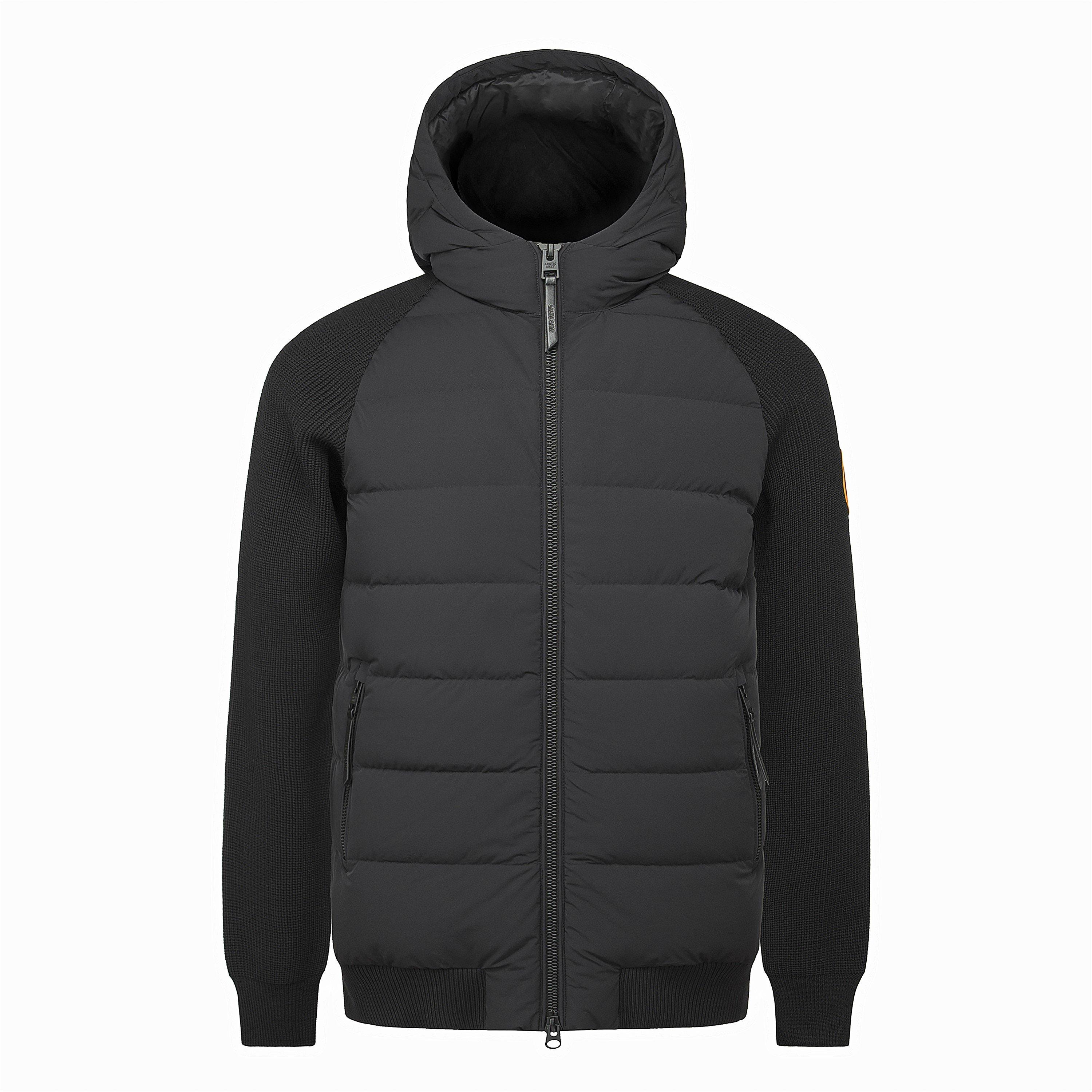 Negro - Arctic Army - Men's RDS-Certified Down Hooded Long Sleeve Hybrid Jacket - 1