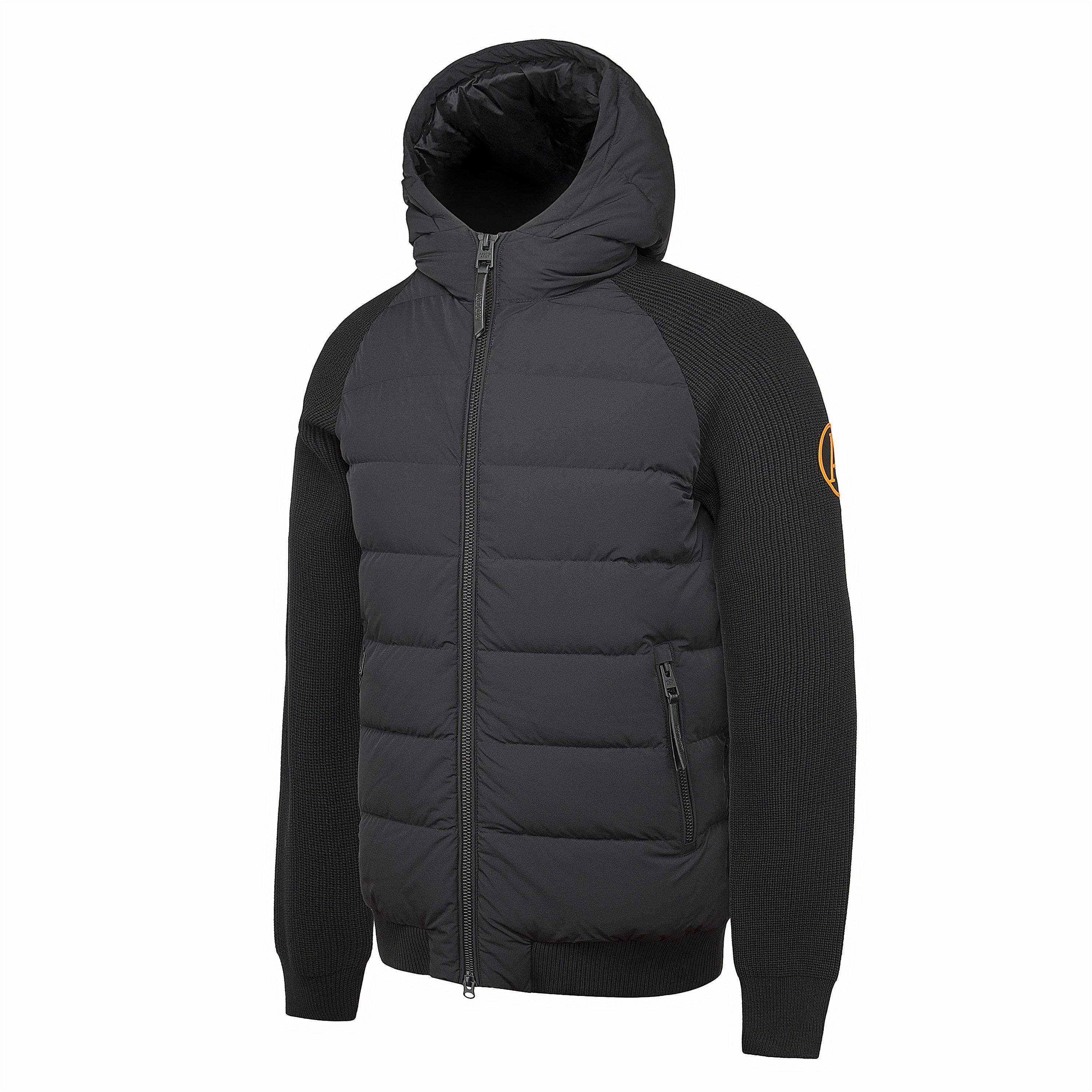 Negro - Arctic Army - Men's RDS-Certified Down Hooded Long Sleeve Hybrid Jacket - 2