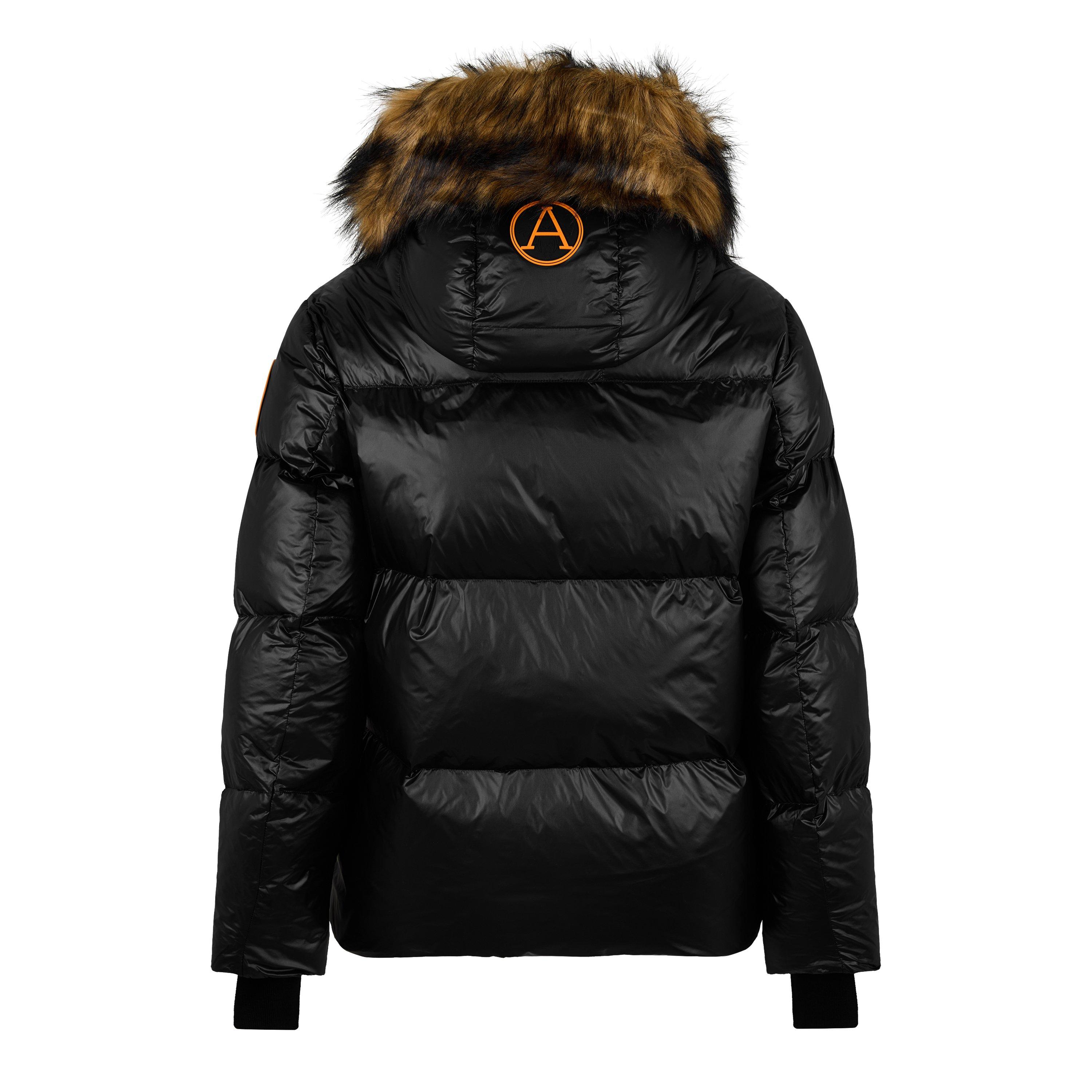 Zwart - Arctic Army - Men's  Faux Fur Detachable Hood RDS Down Short Puffer Jacket - 3