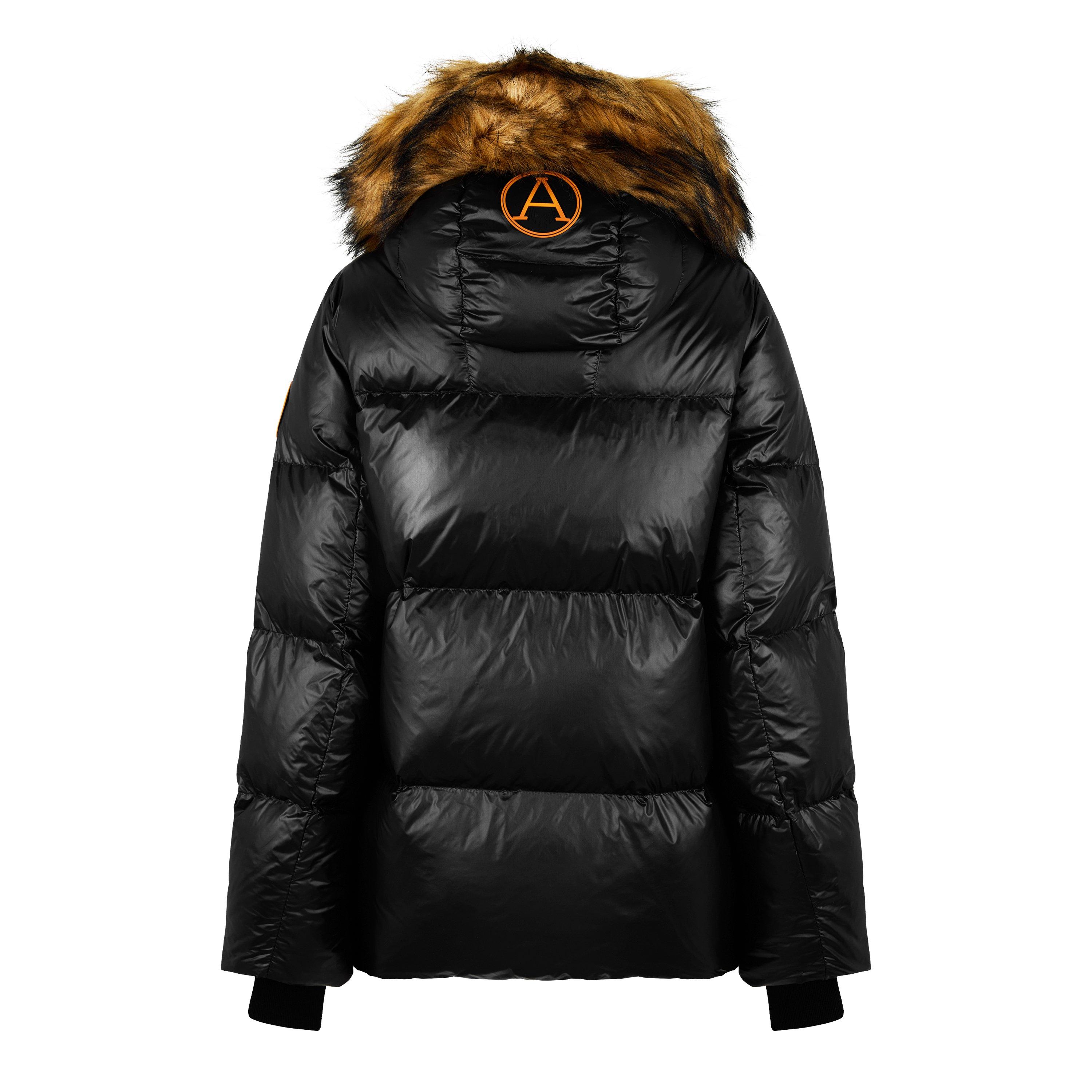 Sort - Arctic Army - Women's  Faux Fur Detachable Hood Long Sleeve Short Puffer Jacket - 6