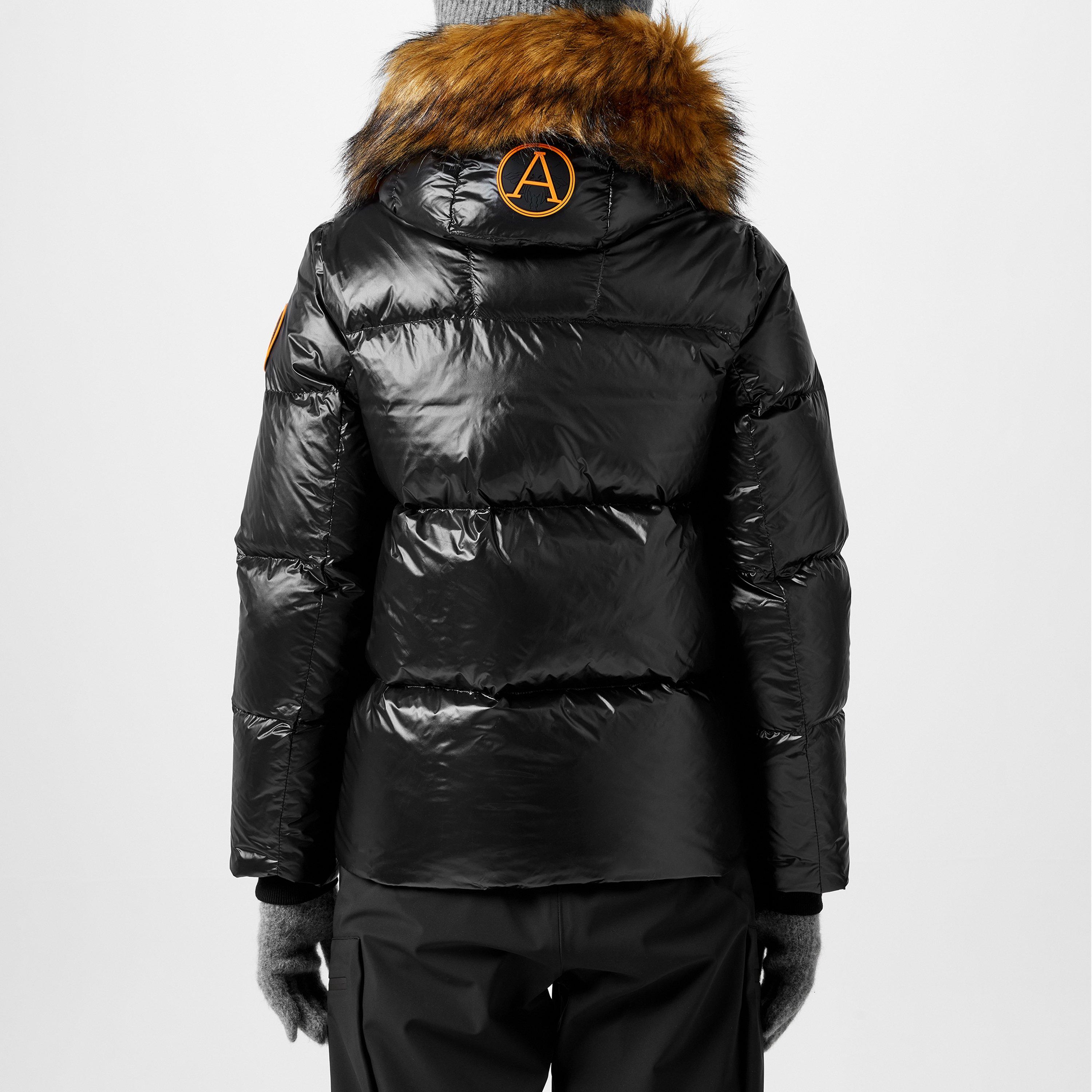 Sort - Arctic Army - Women's  Faux Fur Detachable Hood Long Sleeve Short Puffer Jacket - 3