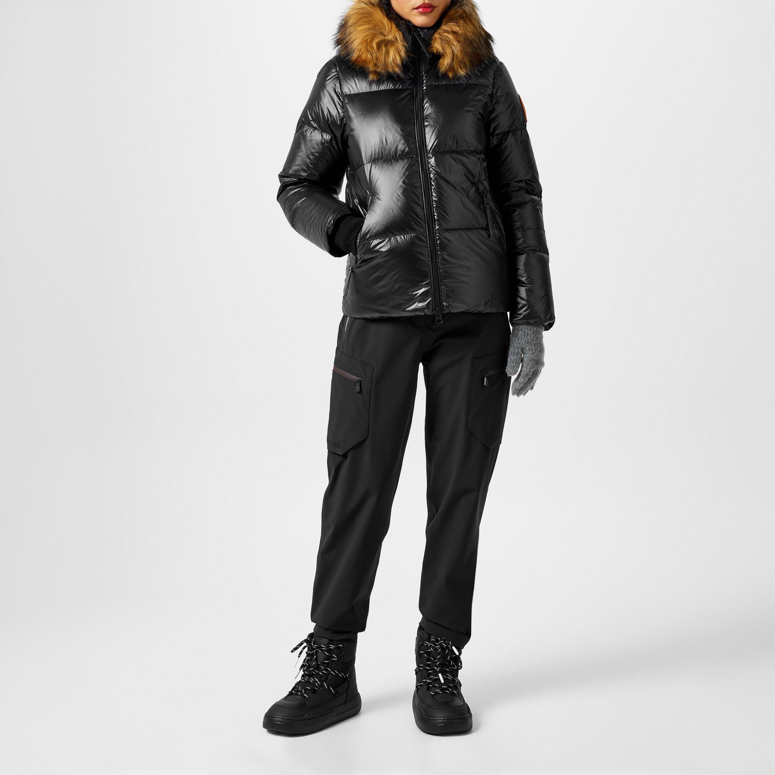 Sort - Arctic Army - Women's  Faux Fur Detachable Hood Long Sleeve Short Puffer Jacket - 4