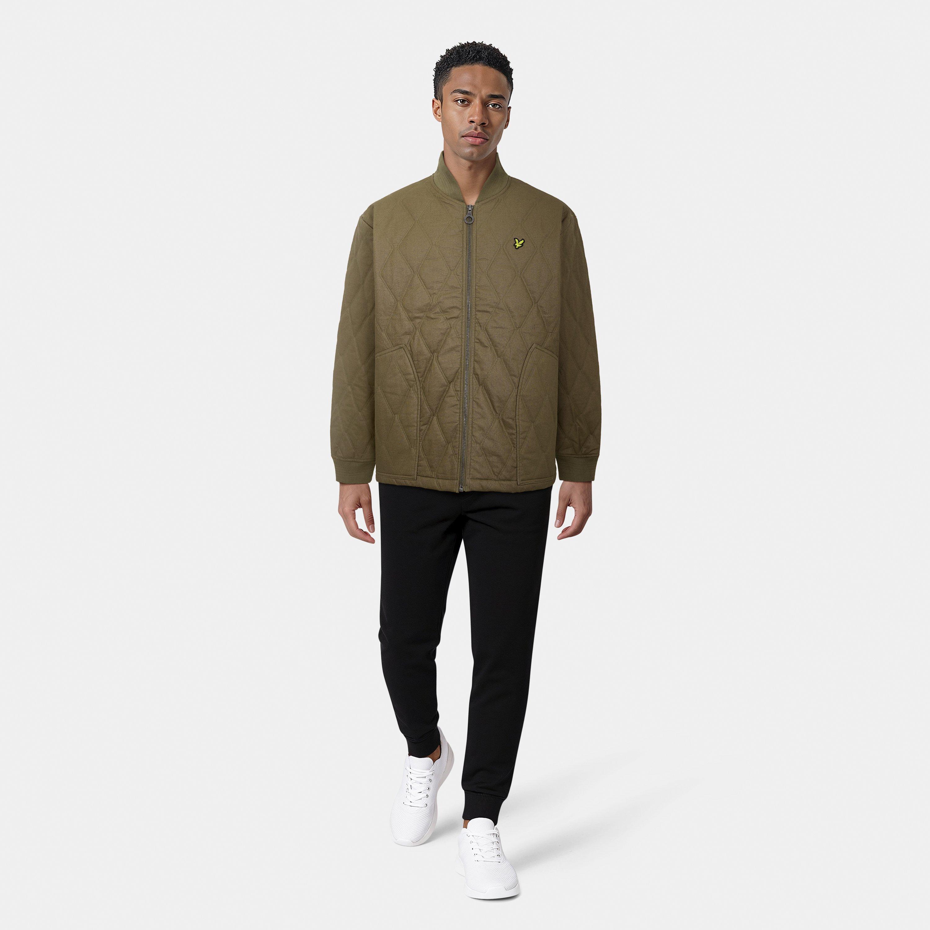 Linden Khaki - Lyle and Scott - Men's Quilted Waxed Long Sleeve Jacket - 6