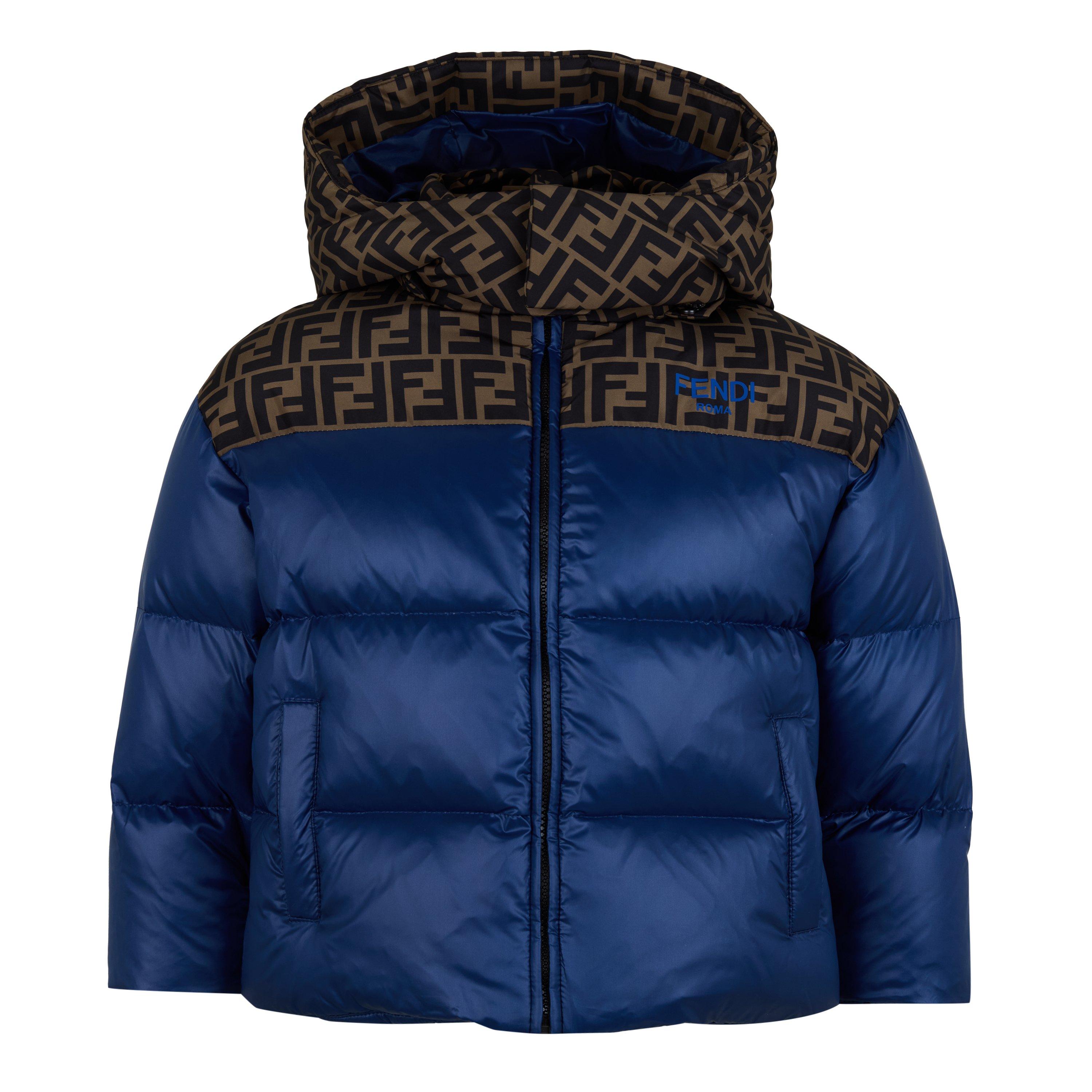 Multi F1I11 - Fendi - Kids' FF Logo Wind Resistant Long Sleeve Short Puffer Jacket - 1