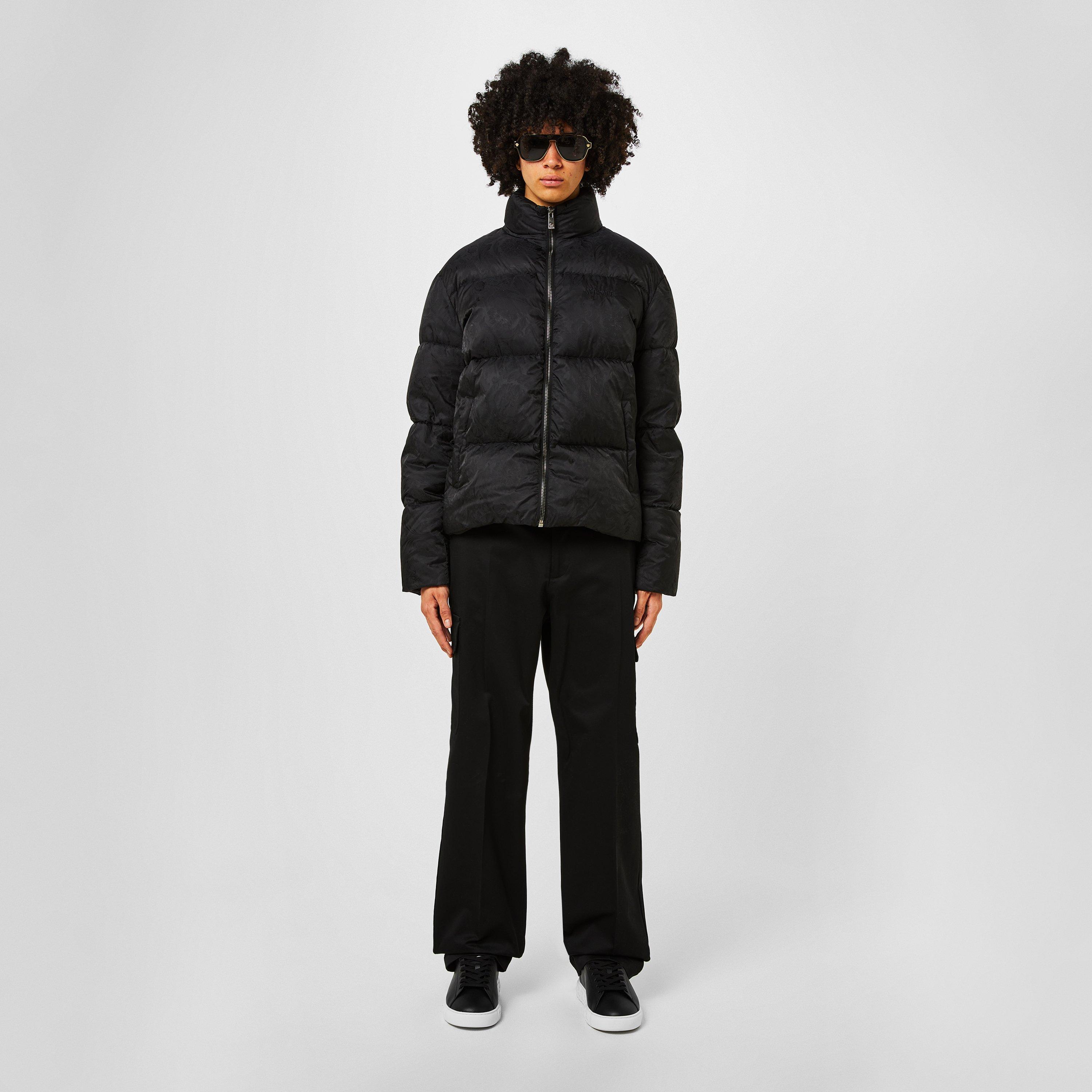 Black - Versace - Men's  Barocco Print Long Sleeve Short Puffer Jacket - 6