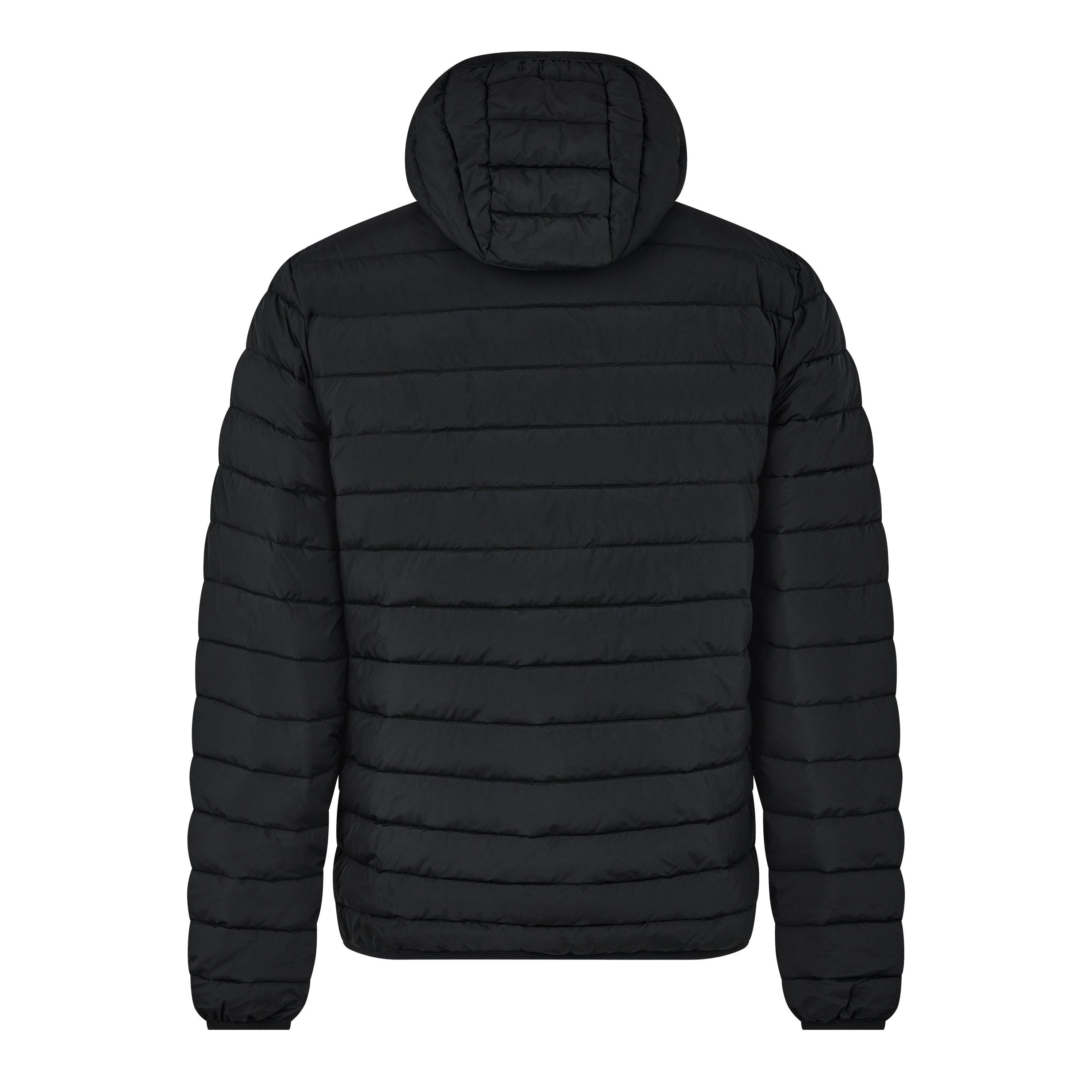 Black - Aquascutum - Men's RLG Active Hooded PrimaLoft 6 Pockets Long Sleeve Short Puffer Jacket - 2