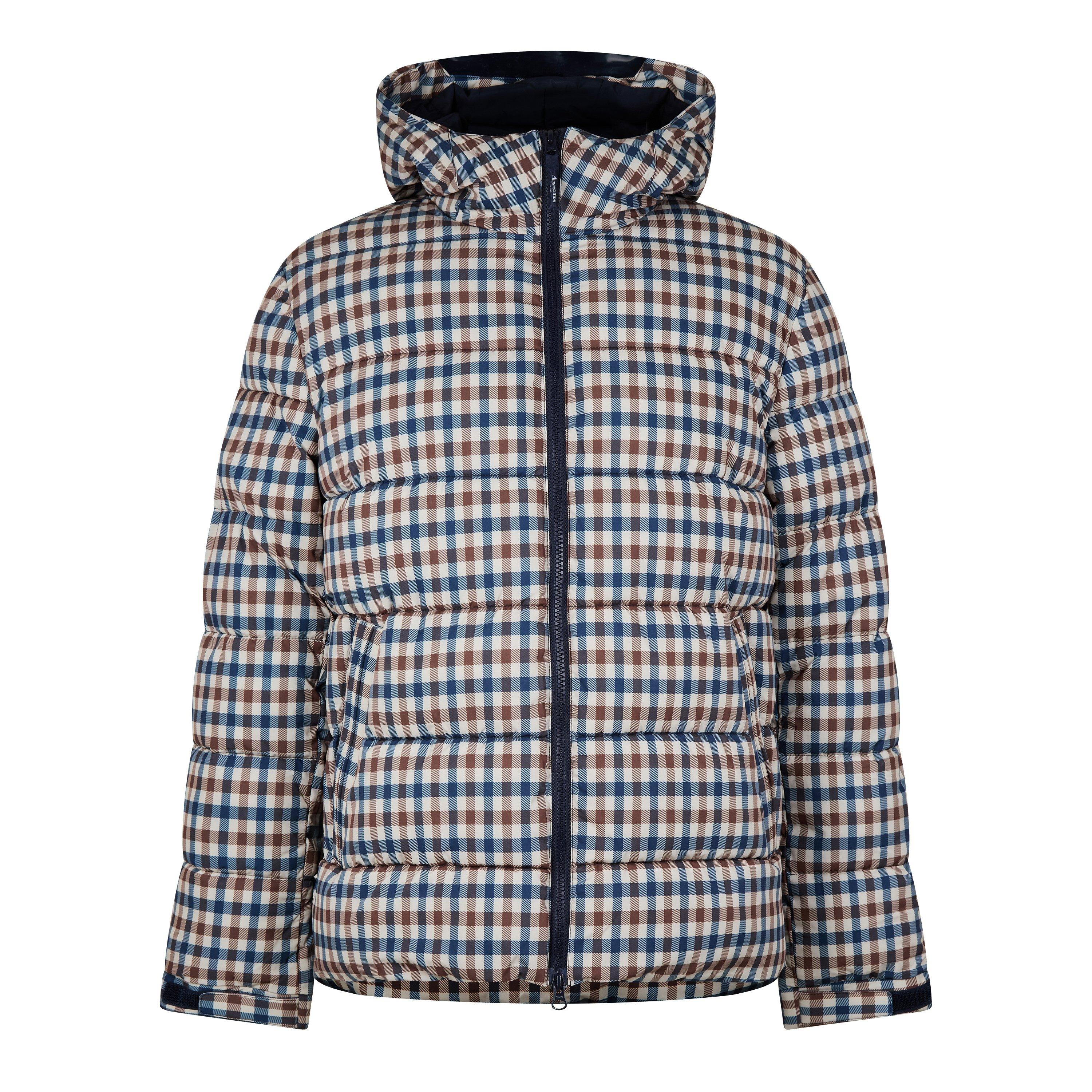 Check - Aquascutum - Men's Checked Puffer Water Resistant Wind Resistant PrimaLoft Jacket - 1
