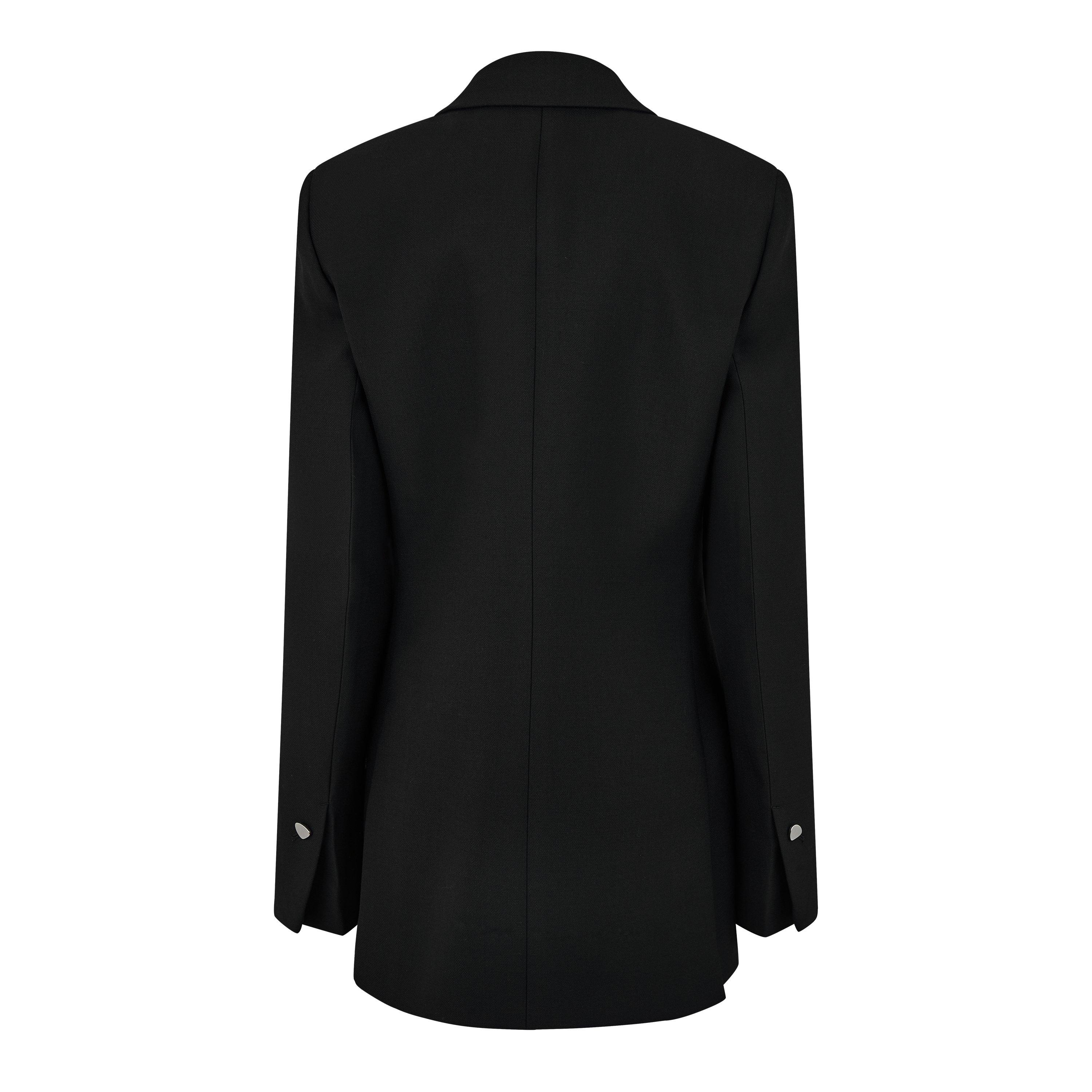 Black - Ferragamo - Women's Double Breasted Wool Long Sleeve Blazer - 6