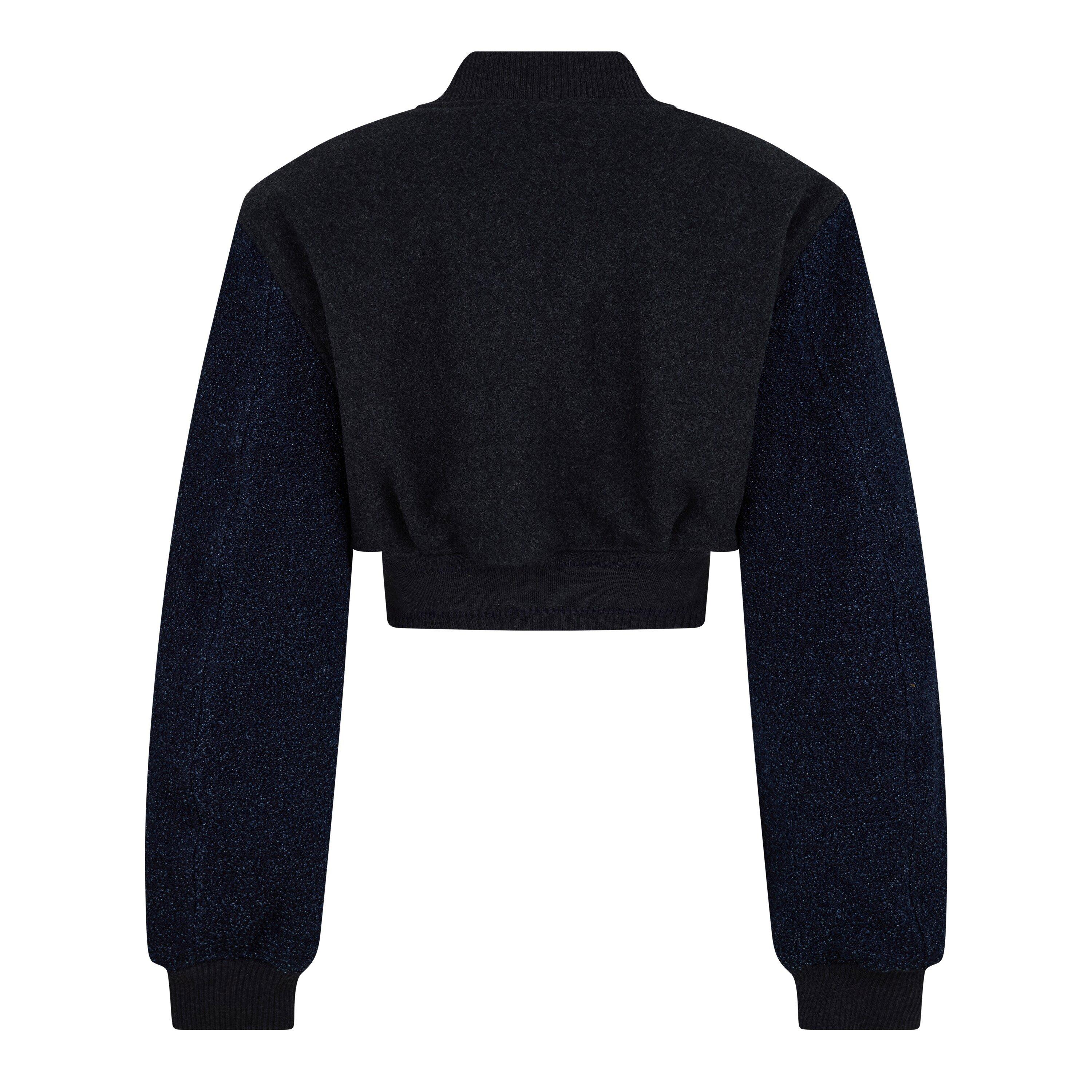 Charcoal - GIVENCHY - Women's Cropped Wool Long Sleeve Varsity Jacket - 6