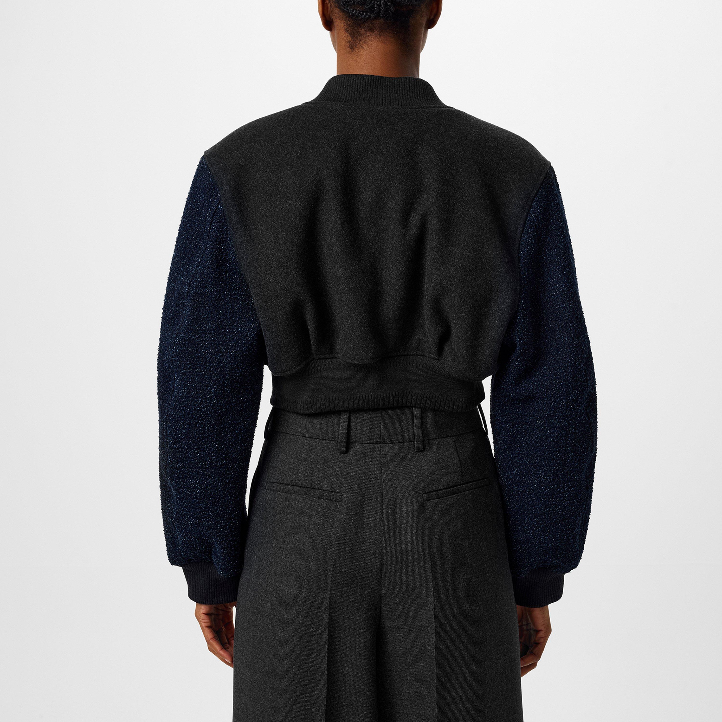 Charcoal - GIVENCHY - Women's Cropped Wool Long Sleeve Varsity Jacket - 3