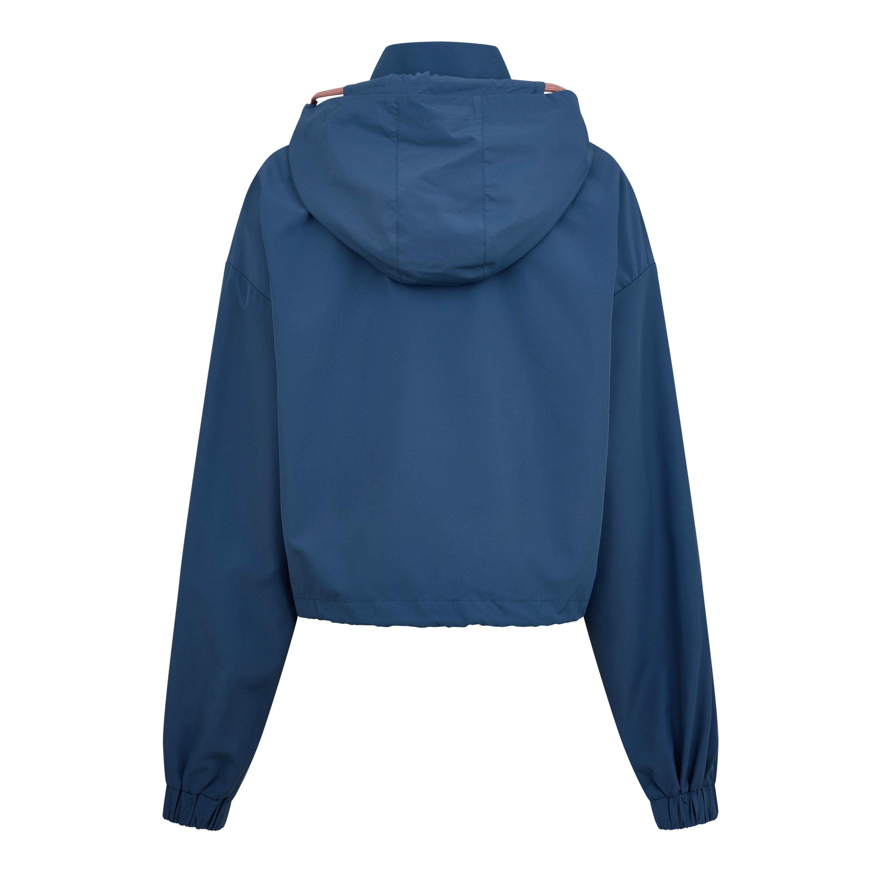 Midnight - Red Run - Women's  Cropped Hooded Quarter-Zip Long Sleeve Windbreaker - 8