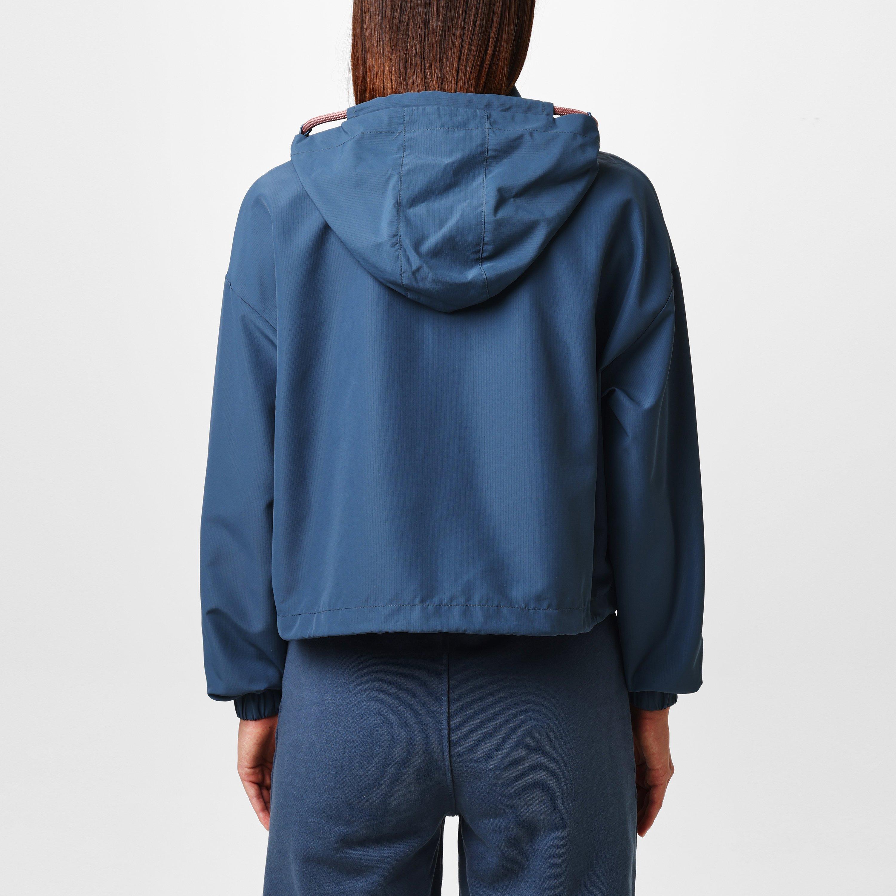 Midnight - Red Run - Women's  Cropped Hooded Quarter-Zip Long Sleeve Windbreaker - 4