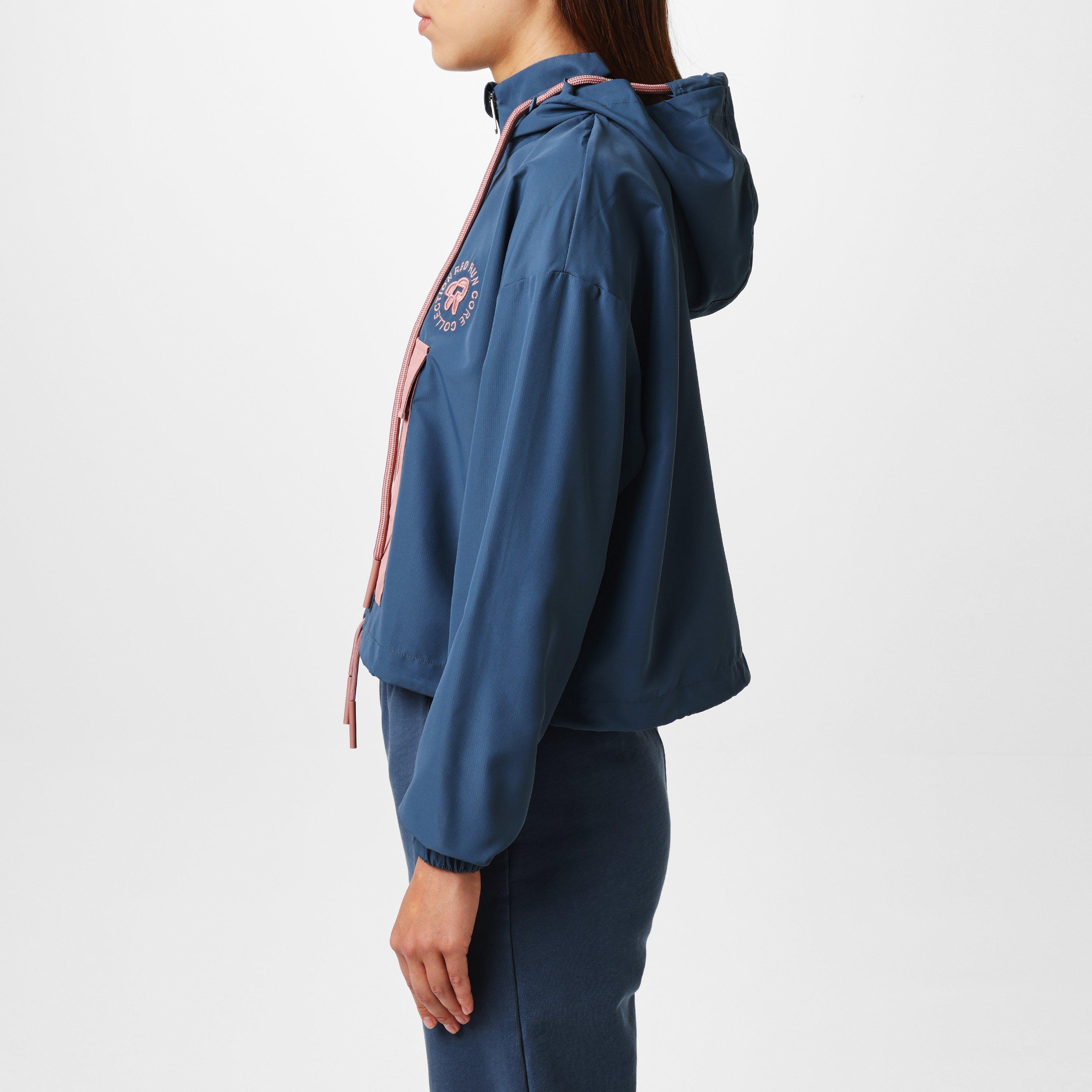 Midnight - Red Run - Women's  Cropped Hooded Quarter-Zip Long Sleeve Windbreaker - 5