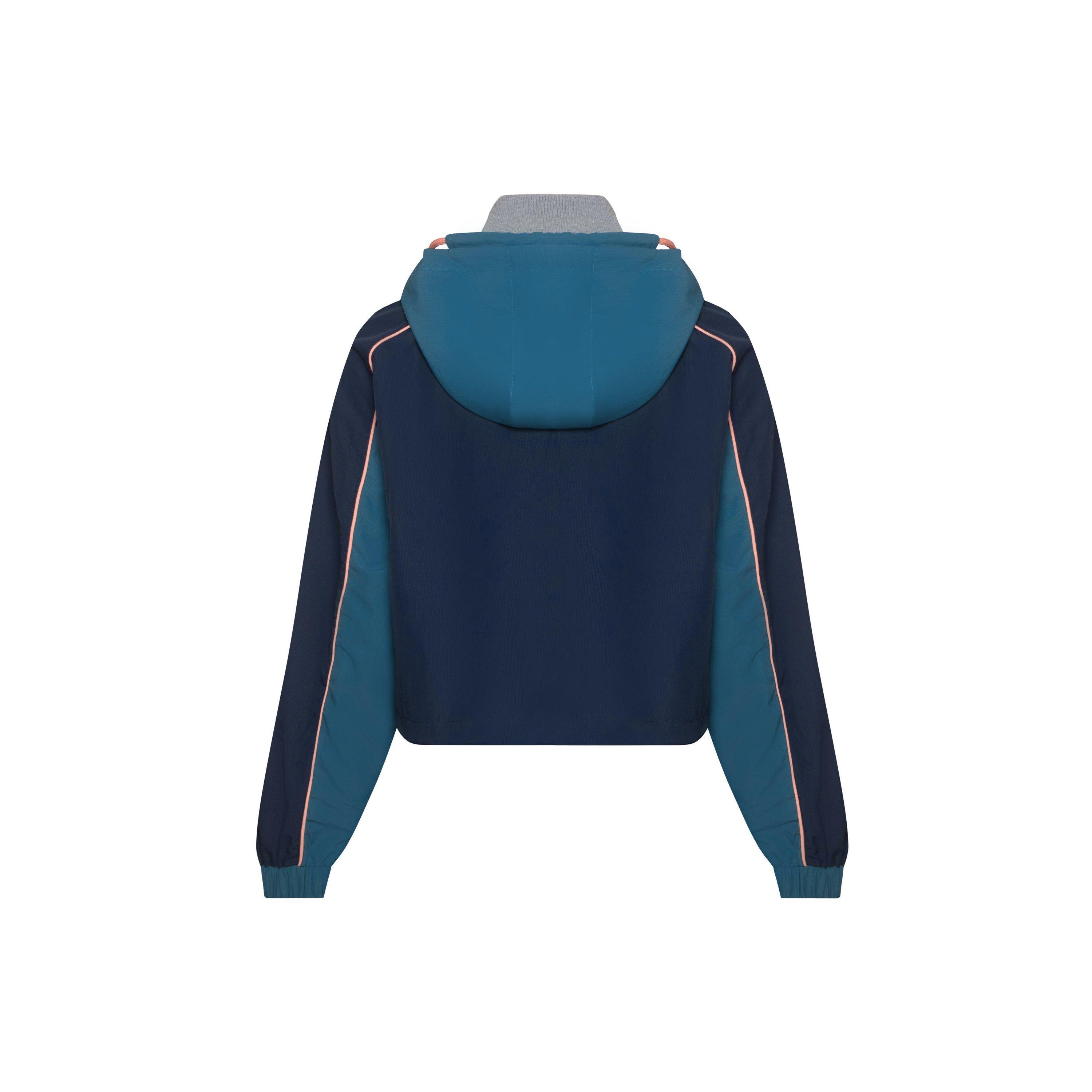 Navy Urban - Red Run - Women's  Cropped Quarter-Zip Hooded Windbreaker - 5